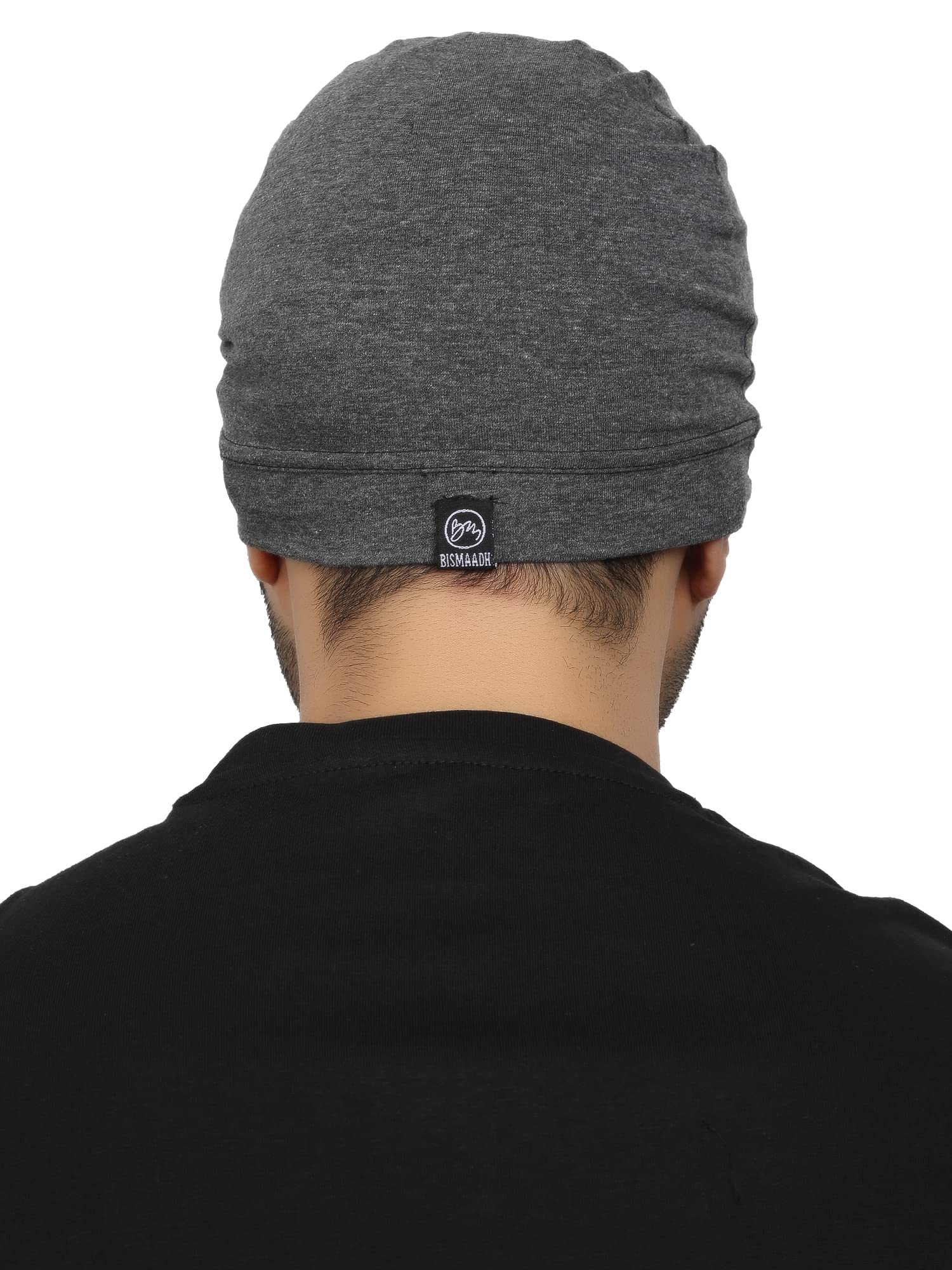 BISMAADH Soft Cotton Sweat Wicking Unisex Helmet Liner Skull Cap for Running, Cycling & Sun Protection Free Size (Storm Dark Grey) 1