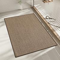 CHAKME Ultra Thin Non-Slip Bath Mat 24x17 - Quick Dry Absorbent Bathroom Rug, Dark Beige Small Floor Mat
