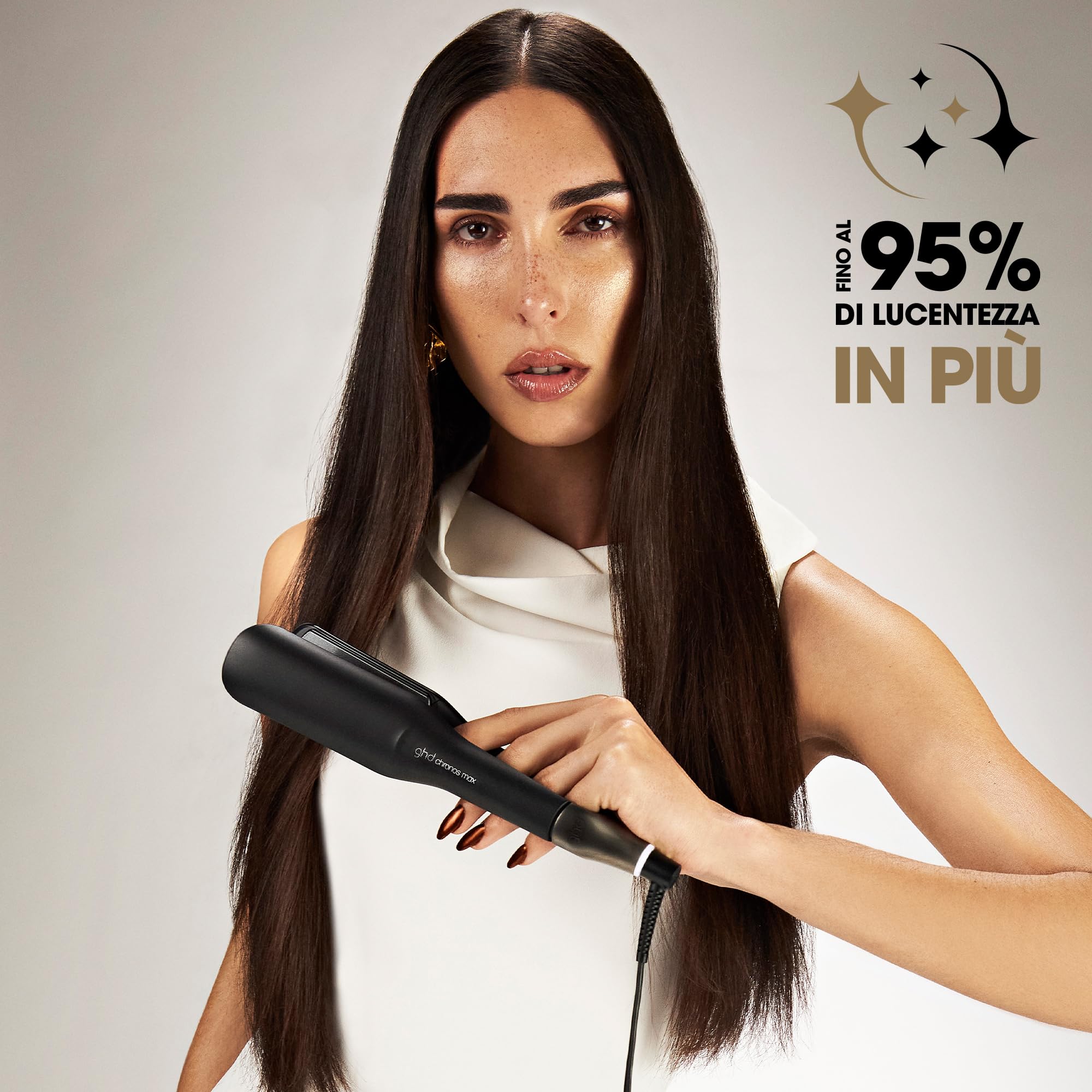 ghd Chronos Max, Piastra Capelli Professionale con Lamelle Larghe Consigliata per Ricci e Chiome Voluminose, Tecnologia HD Predittiva per uno Styling Veloce, Senza Danni da Calore Estremo