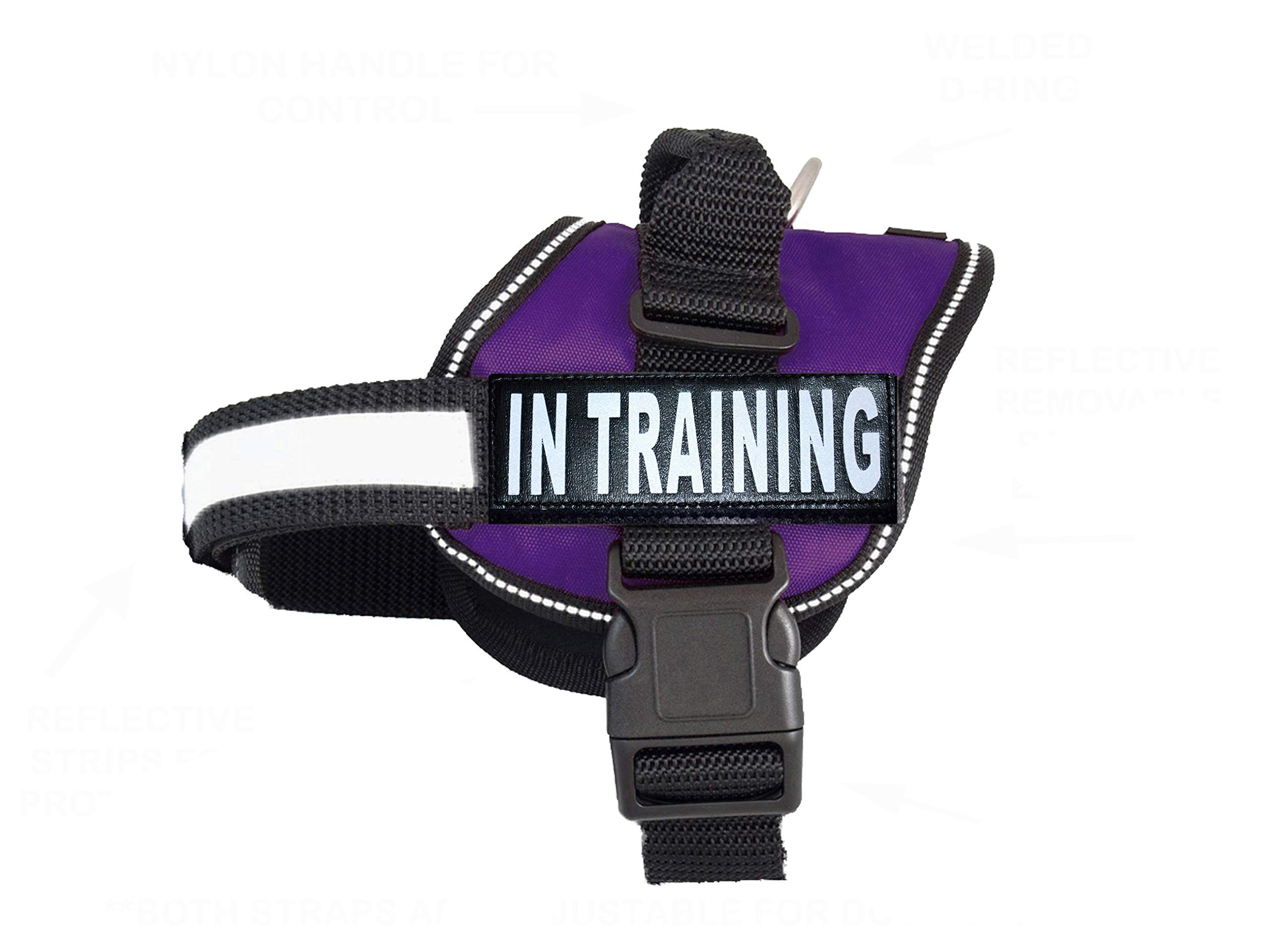 Service Dog Harness Vest Cool Comfort Nylon for Dogs Small Medium Large Girth, Purchase Comes with 2 in Training Reflective Patches. Please Measure Dog Before Ordering (Girth 28-38", Purple)