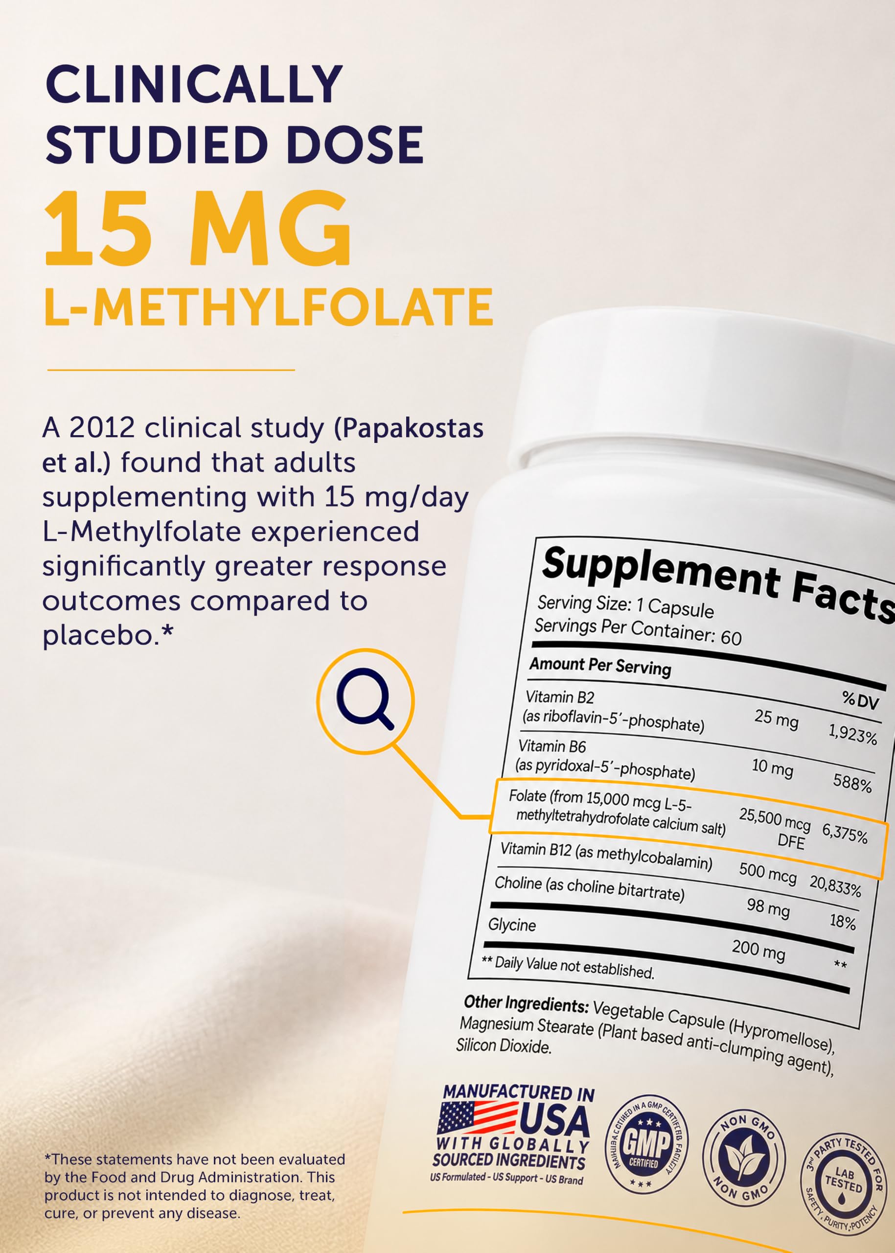 Lunakai L Methyl Folate 15mg Plus B2, B6 & Methyl B12 - Active 5-MTHF Form — Amazon image 4
