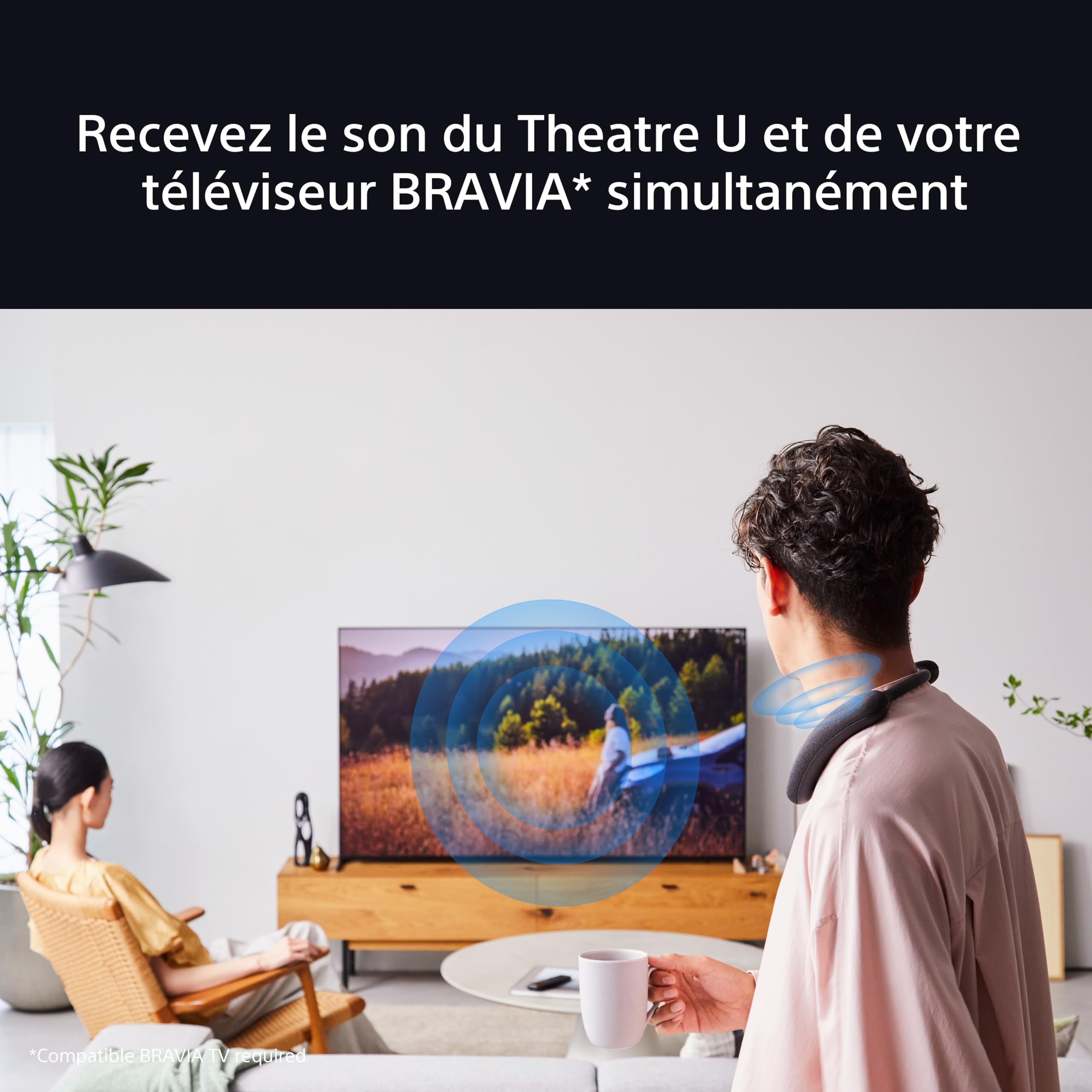 Sony BRAVIA Theatre U – Enceinte Tour de Cou sans Fil Dolby Atmos®, Bluetooth®, Connexion Multi-Points, Fonctions Gaming PS5, 360 Spatial Sound Personaliser, HT-AN7
