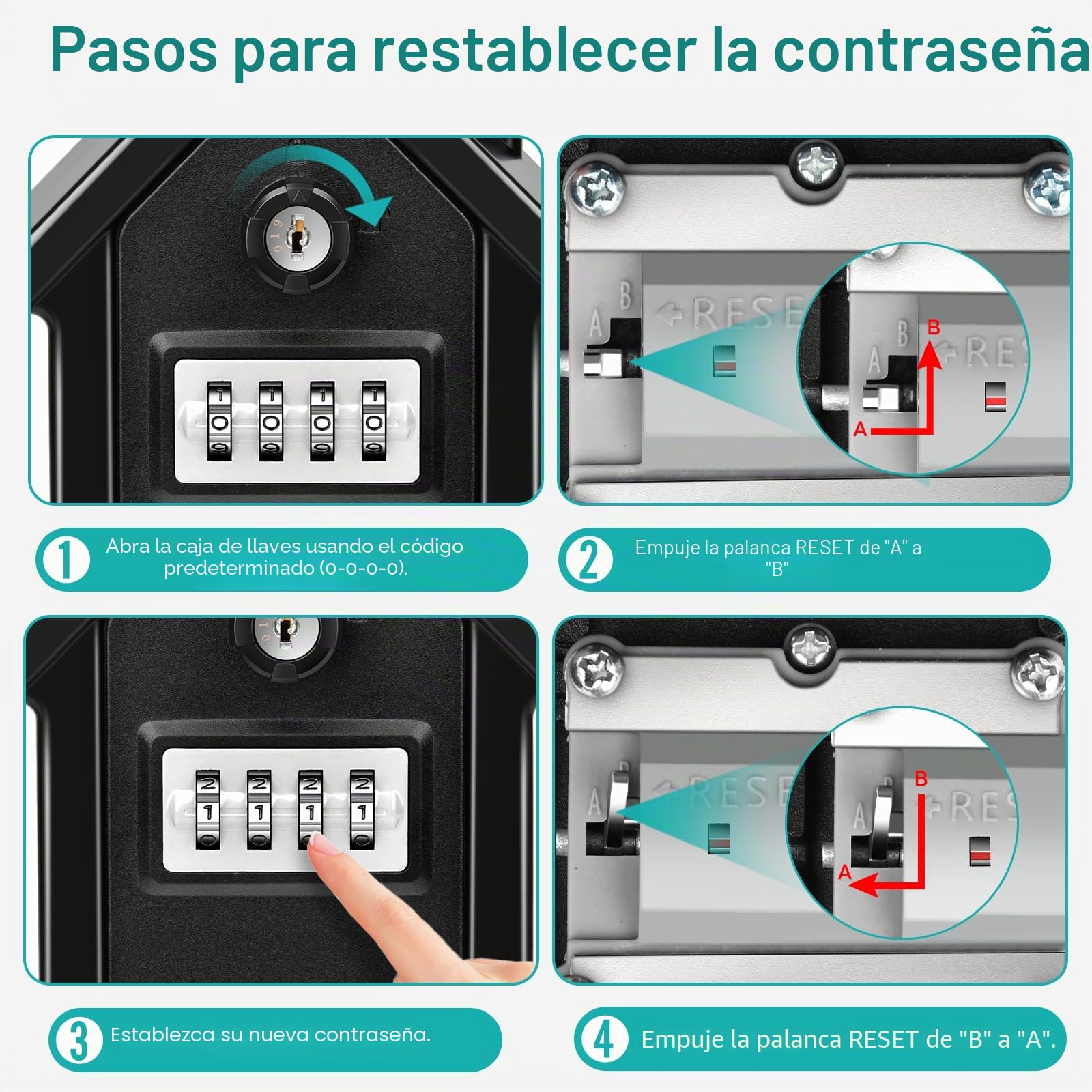 Caja de Llave con código Digital y Llaves de Emergencia, Gran Llave Segura, Formato XL, Caja de Llave para Exterior, para casa, Oficina, fábrica, garajes (Negro)