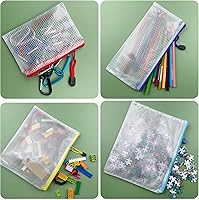 Vista 4 de A5 (9 x 7 pulgadas), bolsa de malla con cremallera para documentos, carpetas de archivos de plástico con cremallera para suministros de oficina