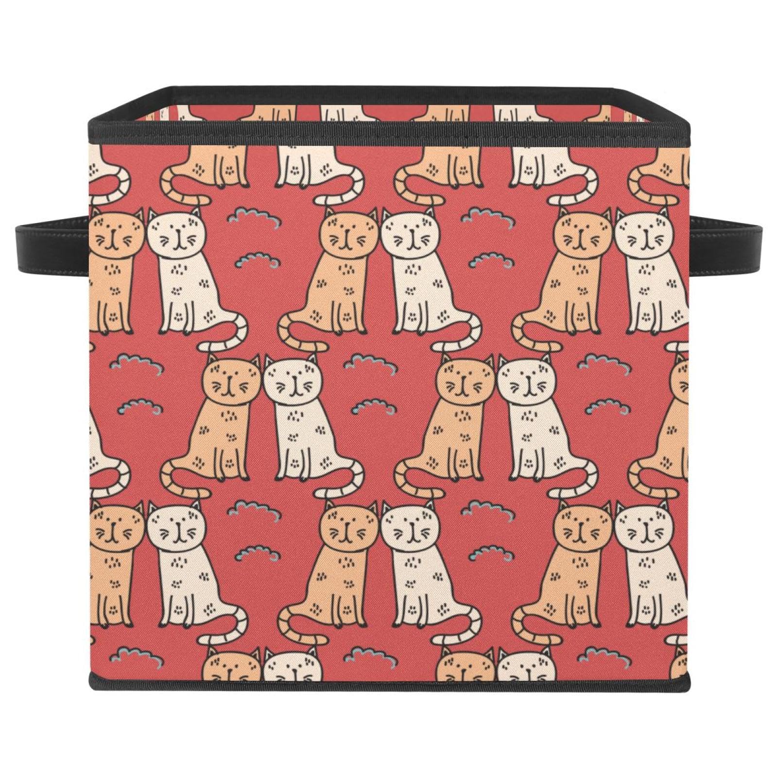 Boîte de rangement cube pliable en tissu avec motif chat pour placard