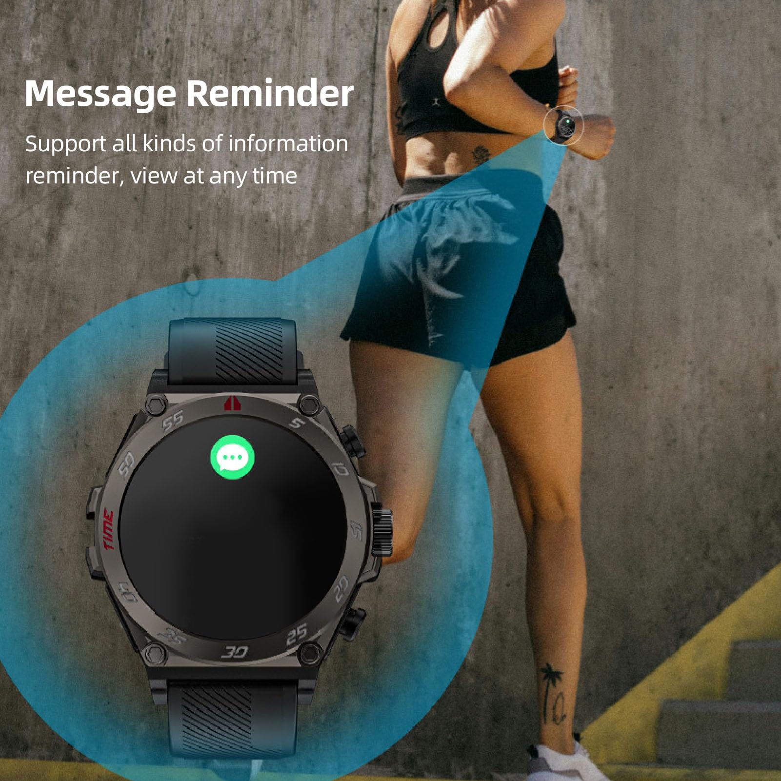 Elektroniczny Zegarek z Dużym Ekranem i Słuchawkami BT do Fitnessu, Sportu i Podróży (BLACK)