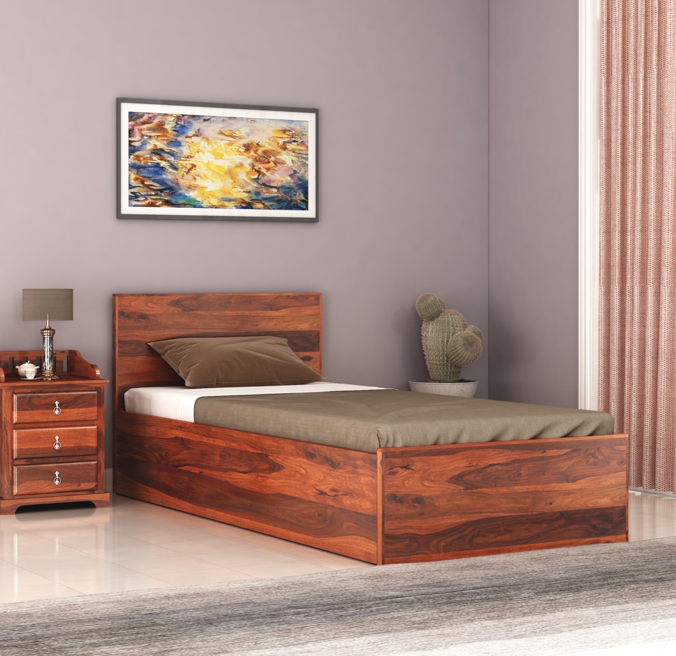 ADOUER WOOD Engineered Wood Single Size Bed with Box Storage Wooden Cot Palang Wooden Bed for Bedroom Home Living Room (Honey Finish) (B0D7PLRPQV) Amazon Price History, Amazon Price Tracker
