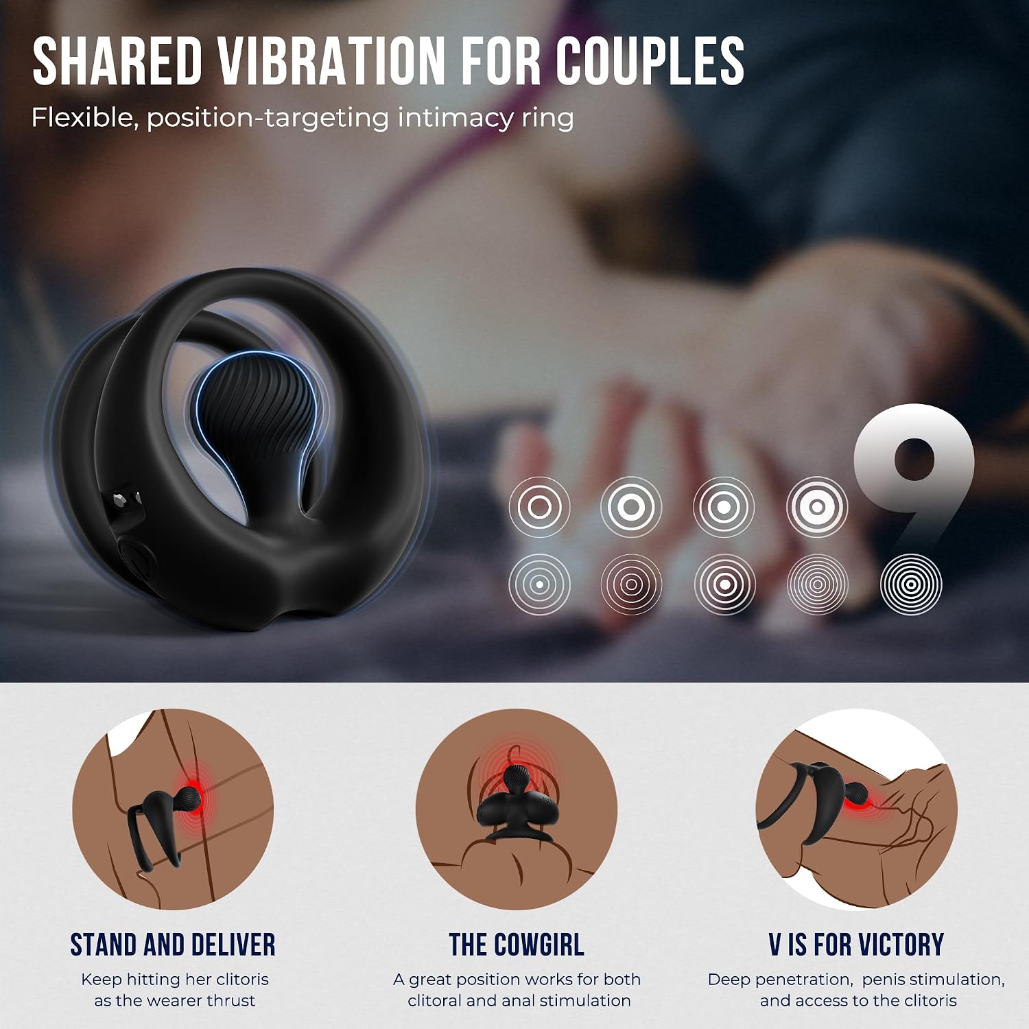 Vibrating Cock Ring Set for Men - Silicone Adjustable Penis Ring with 3 Sizes, Remote Control Penis Vibrator with Clitoral Stimulator for Him and Her, Couples Sex Toys for Enhanced Intimacy
