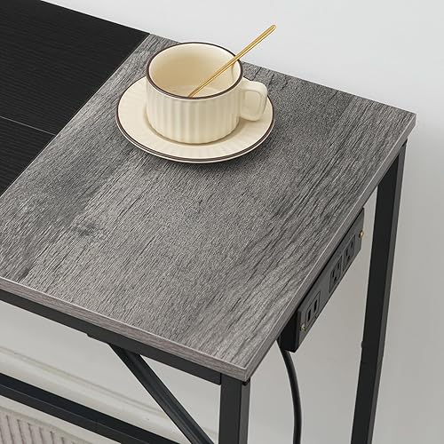 Miniatura 5 de HOOBRO Escritorio para computadora, cómoda de 5 cajones, escritorio de oficina en casa con toma de corriente, armario de oficina con cajones para