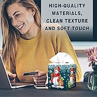 Vista 17 de Tissue Box Cover Square Decorative Tissue Box Holder Cute Funny Cube Tissue Case Cover-Alpaca Tissue Box Cover