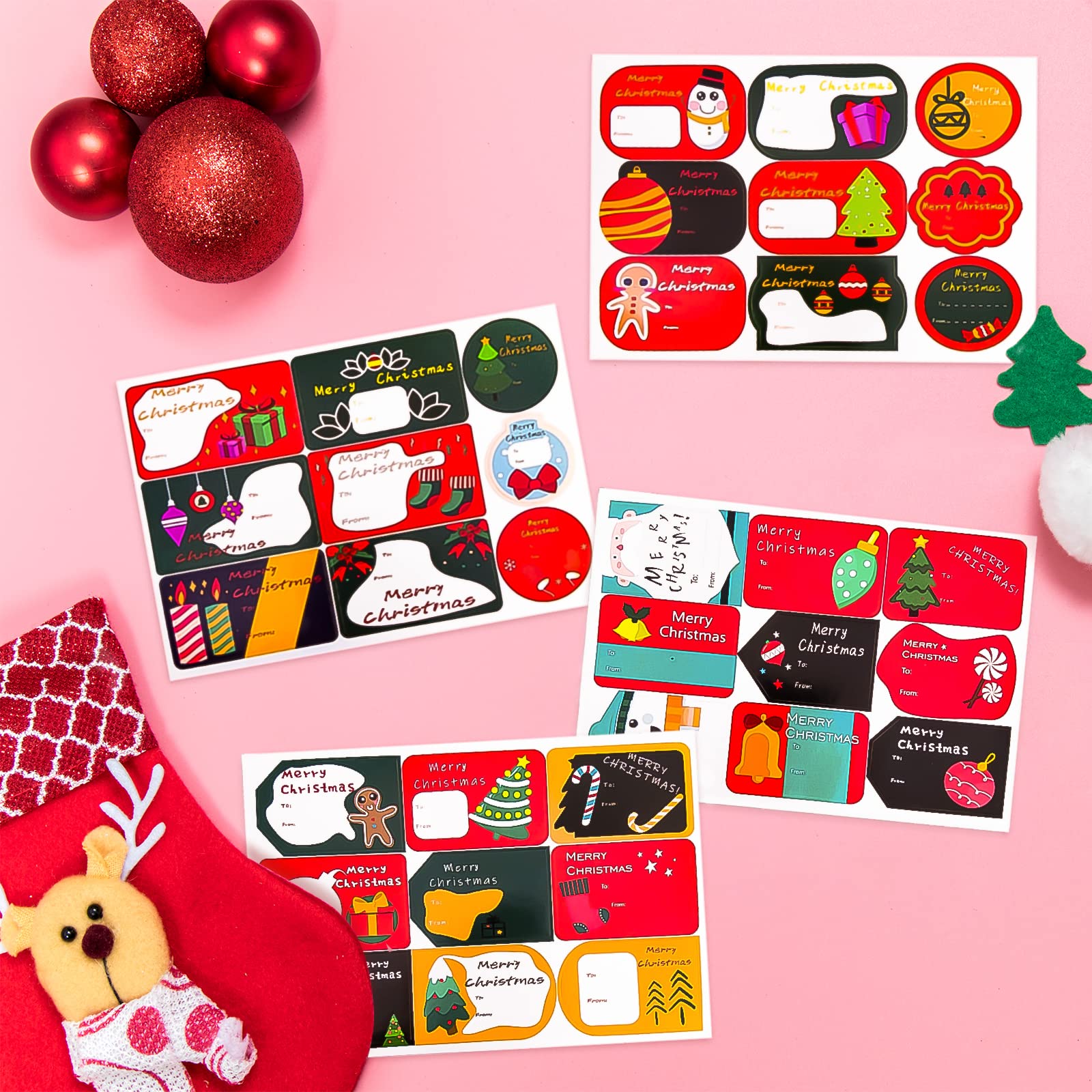 164 Pièces Etiquettes Cadeaux Noël Cadeaux Autocollants Cartes Stickers