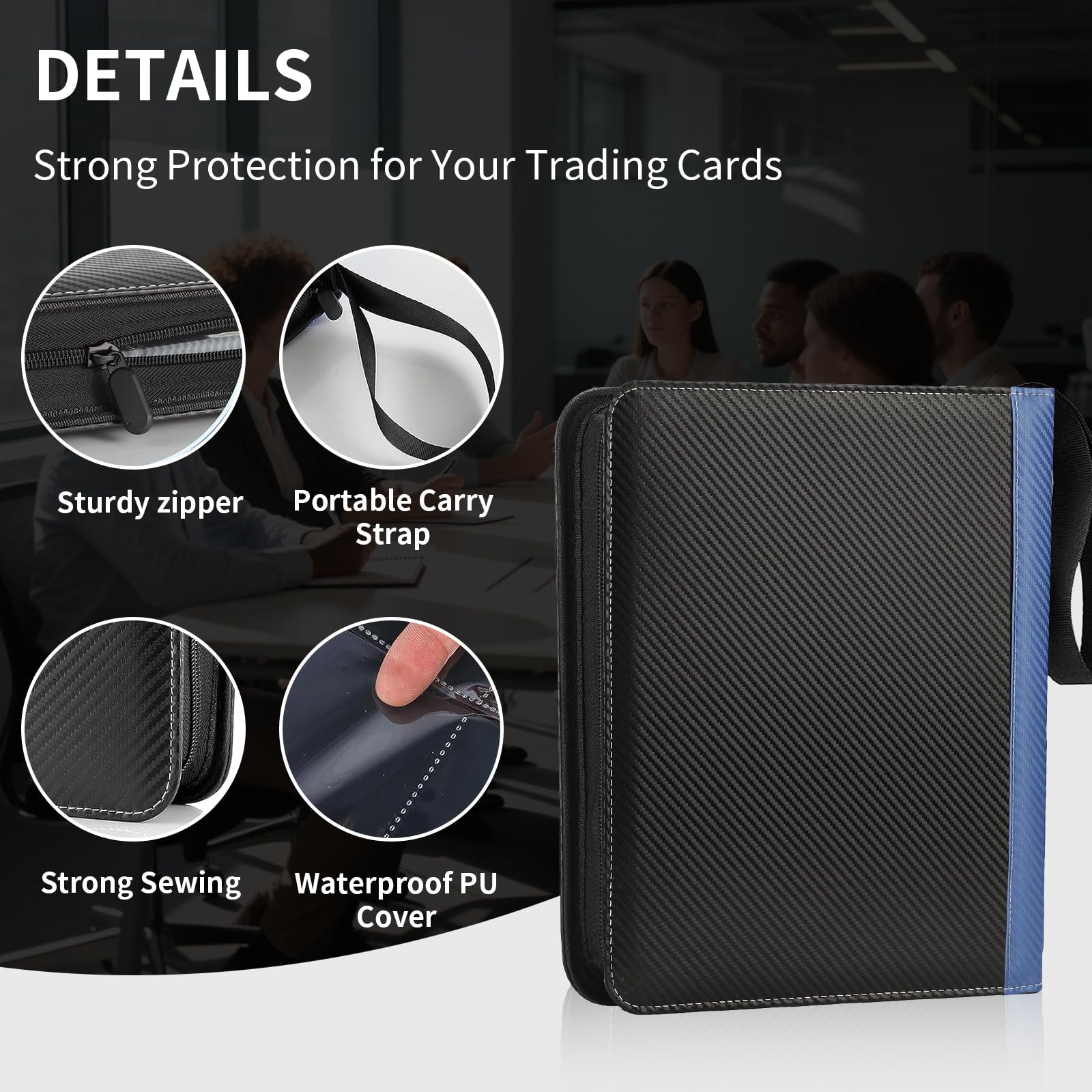 Étui De Rangement Pour Cartes à Jouer - Jusqu'à 300 Cartes - Protection EVA - Poche Filet - Noir