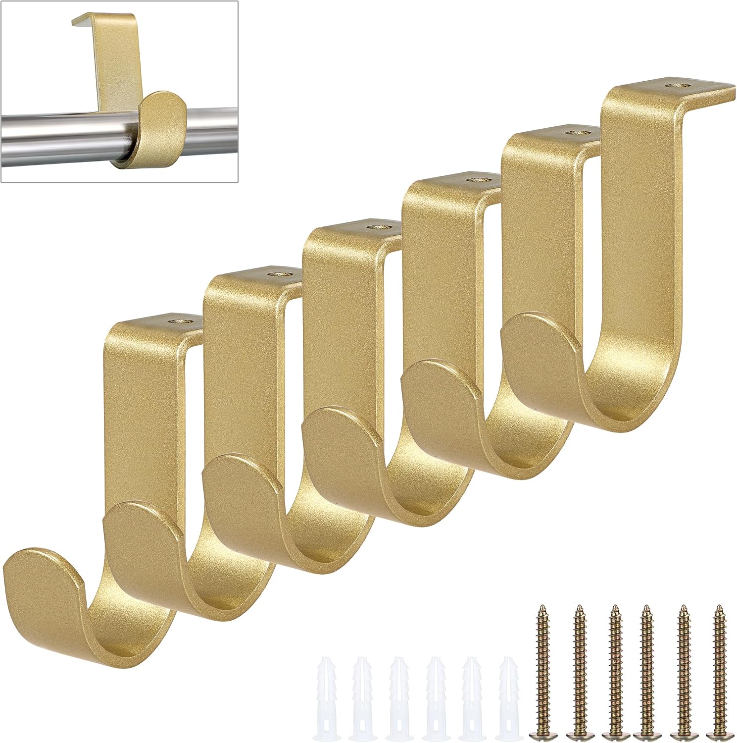 2 Pack Ceiling Curtain Rod Brackets, Sturdy Metal Curtain Rods Holders with Screws for 1 Inch Rod, Curtain Mounting Bracket for Ceiling Mount, Windows Drapes Curtains Hardware for Home Office