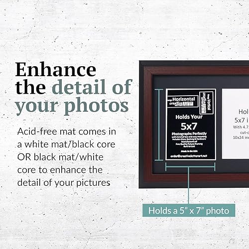 Miniatura 9 de CreativePF- Marco de fotos de madera flotante con 5 aberturas para sostener fotografías de 5 x 7 pulgadas, incluye collage de alfombrillas blancas