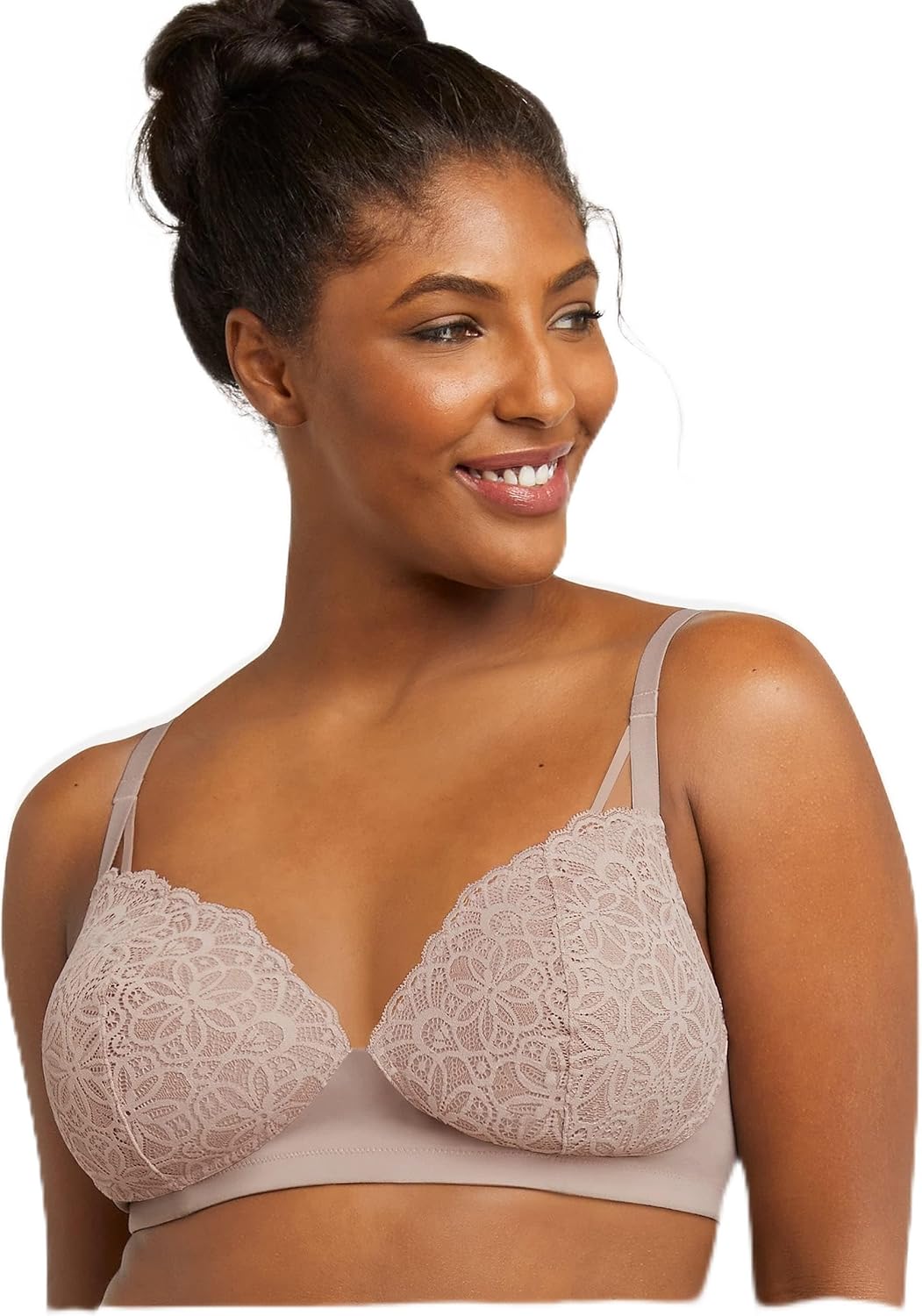 Maidenform Women's M Soft Support Wireless Bralette, Soft Convertible Bra with Lace