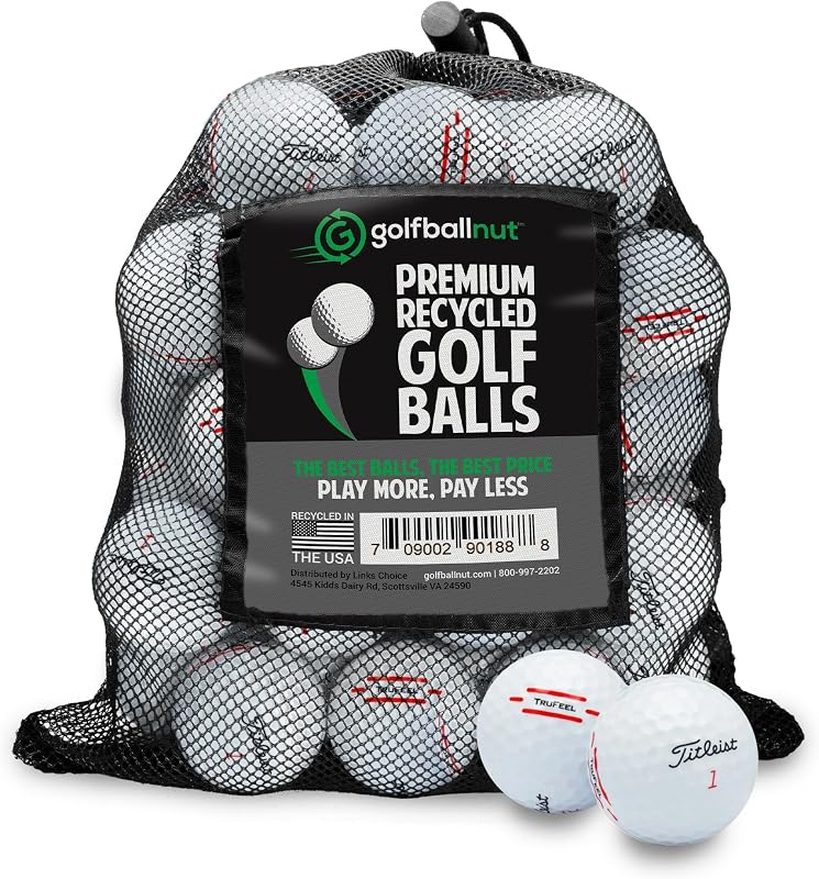 Recycled Golf Balls for Titleist TruFeel - Premium Performance Used Golf Balls Bulk 4A Near Mint Condition – Includes Mesh Bag – (24-48)-Pack, White
