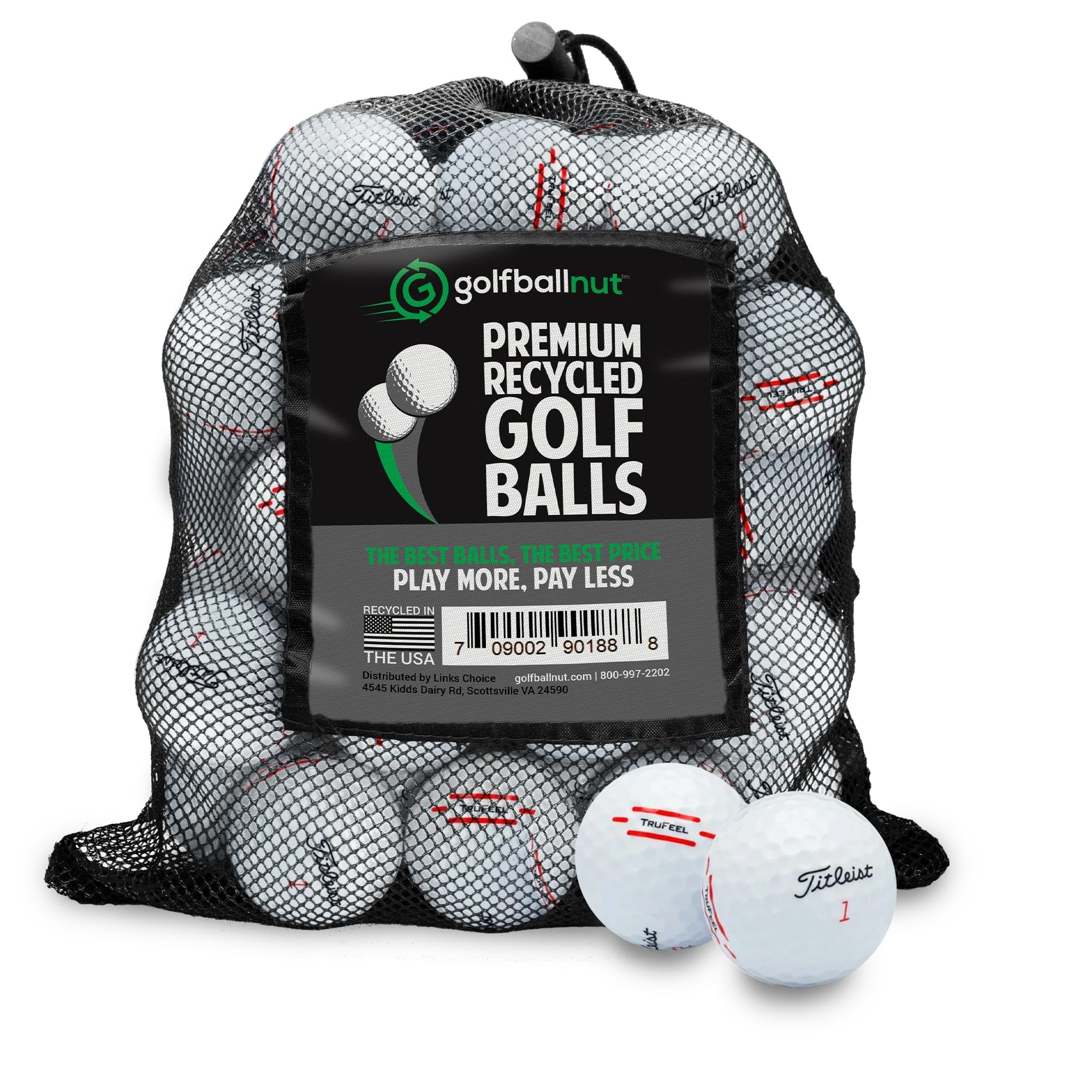 GolfBall Nut - 24 Recycled Golf Balls for Callaway Chromesoft Truvis Mix - Used Golf Balls Bulk 5A Mint Condition – Includes Mesh Bag – 24-Pack, White