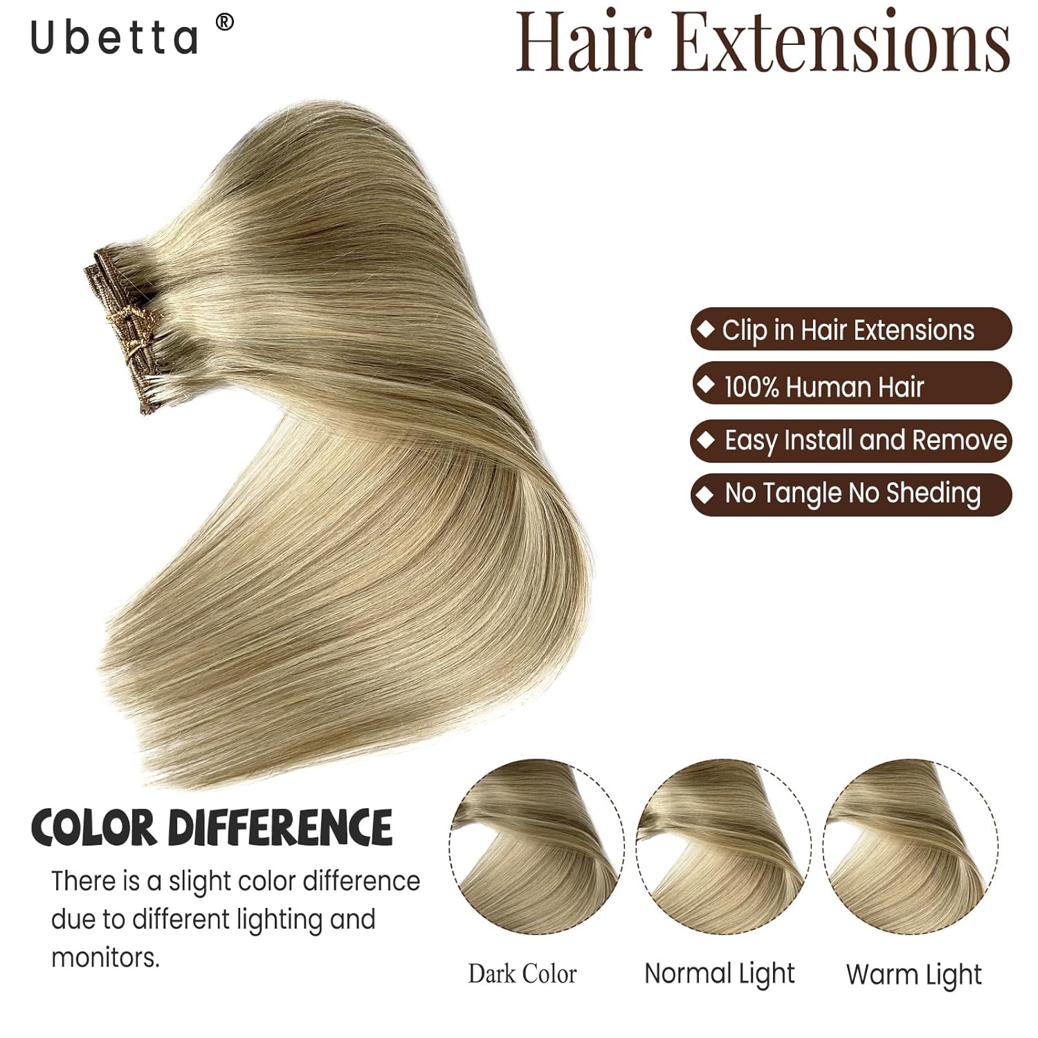 Clip in Hair Extensions Real Human Hair, Ash Blonde Balayage Blonde Highlights Hair Extension Real Human Hair Clip ins 20 Inch 7pcs 70G Double Weft Hair Extensions Human Hair Clip in Extensions