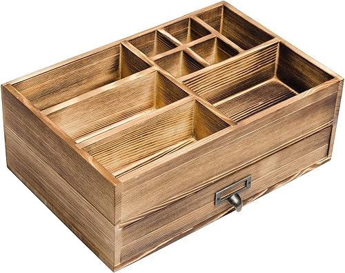 Miniatura 4 de Liry Products Organizador de madera rústica, gabinete de almacenamiento de cosméticos, caja de exhibición de maquillaje, suministros de oficina,