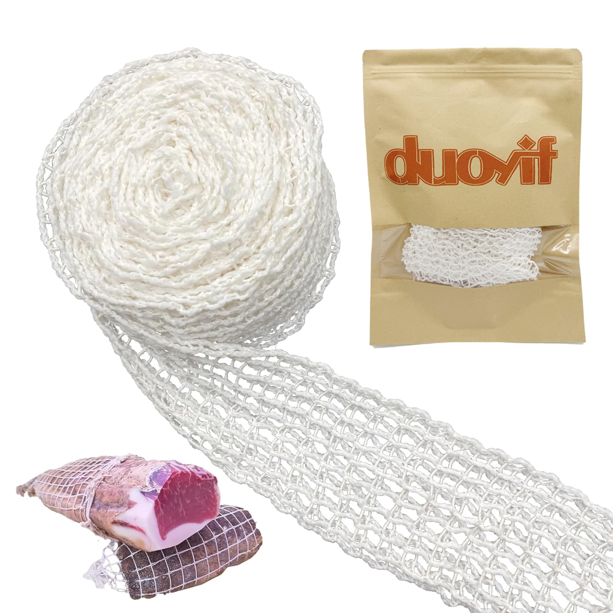duoyif Roasting Net, 5m Elastic Roast Net, Meat Net, Food Net for Roasting, Elastic Roast Net, Cotton Kitchen Net for Storing Frying and Cooking Meat (5M)