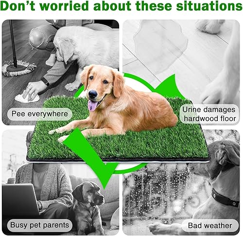 Miniatura 8 de Tapete de césped para perro con almohadilla para orina de 20 x 25 pulgadas, caja de arena para perros pequeños, césped artificial para interiores