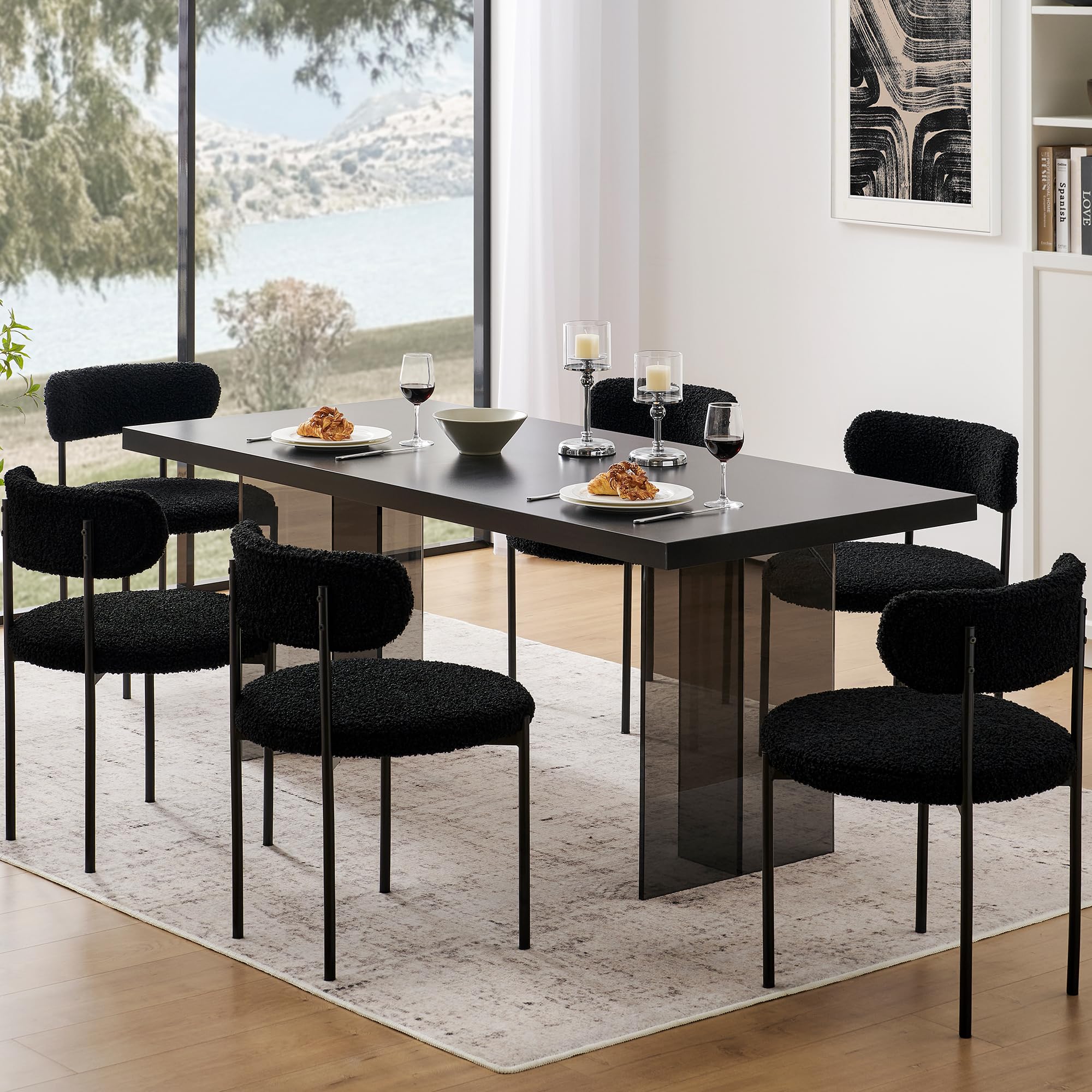 Amazon.com - Coolazy Dining Chairs Set of 6 - Modern Black and White ...