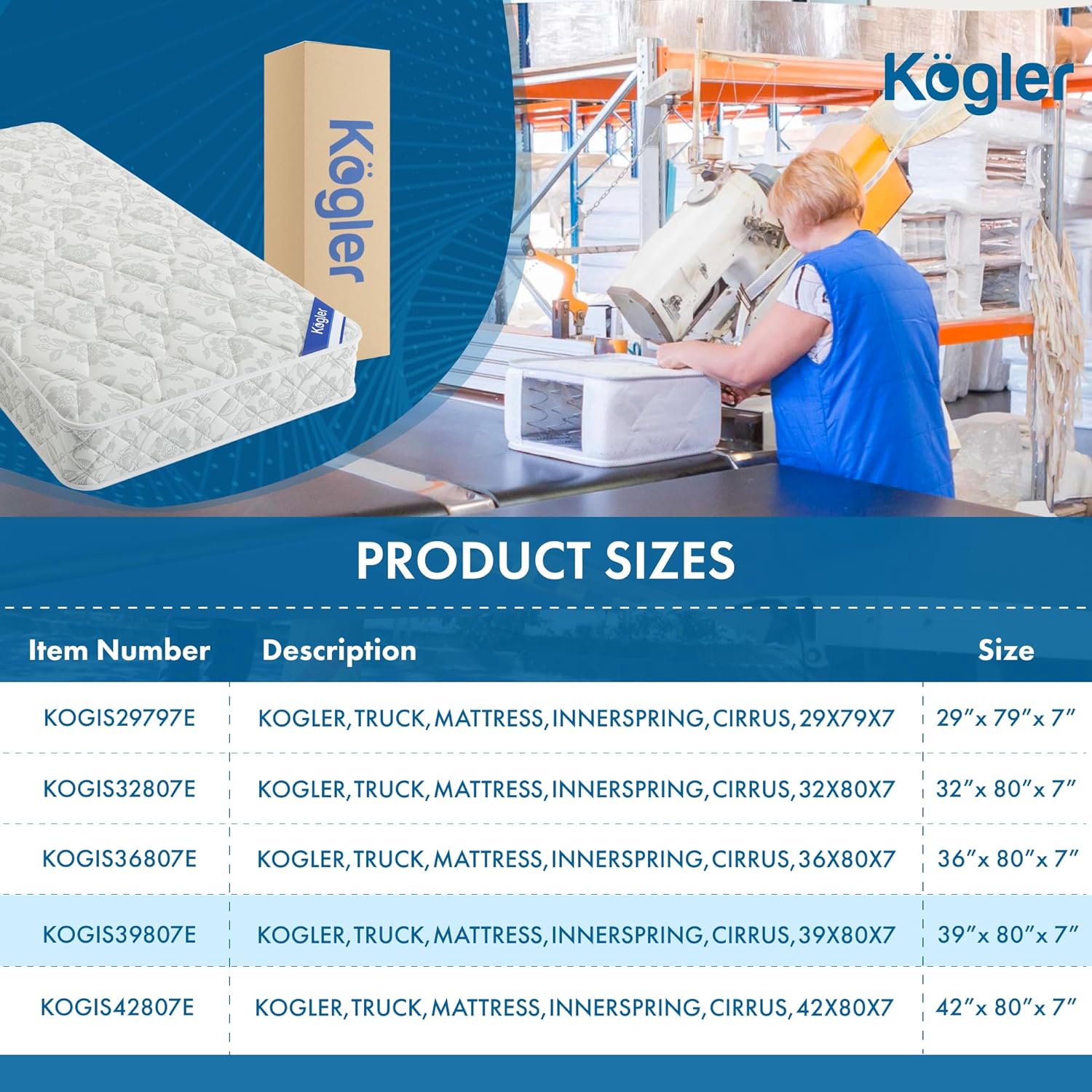 Kogler Innerspring Hybrid Semi-Truck Mattress - 7