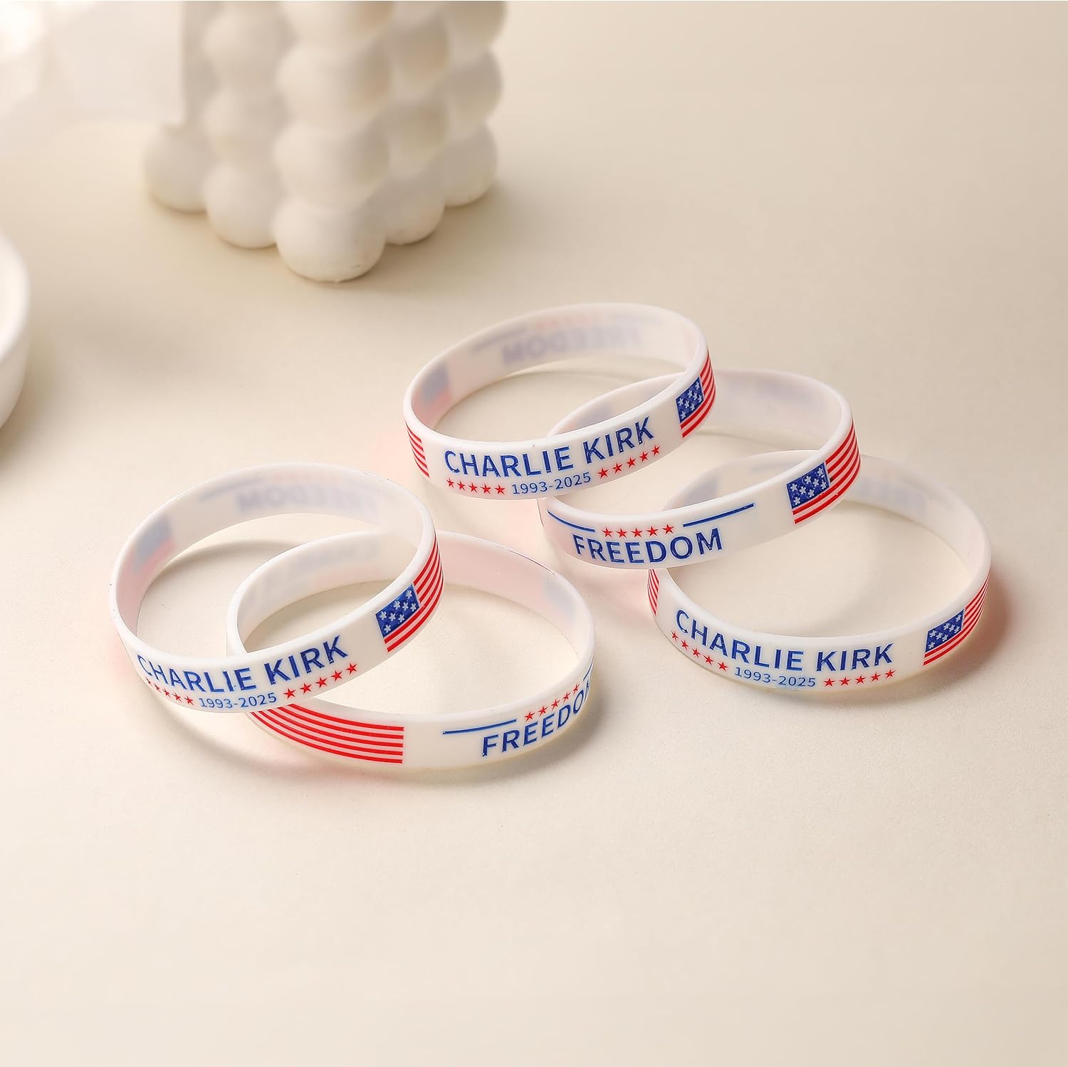 Charlie Kirk Merch Wristbands A True Patriot Pray Justice Assassination Shooting Hero Freedom USA Silicone Bracelets for Men Women