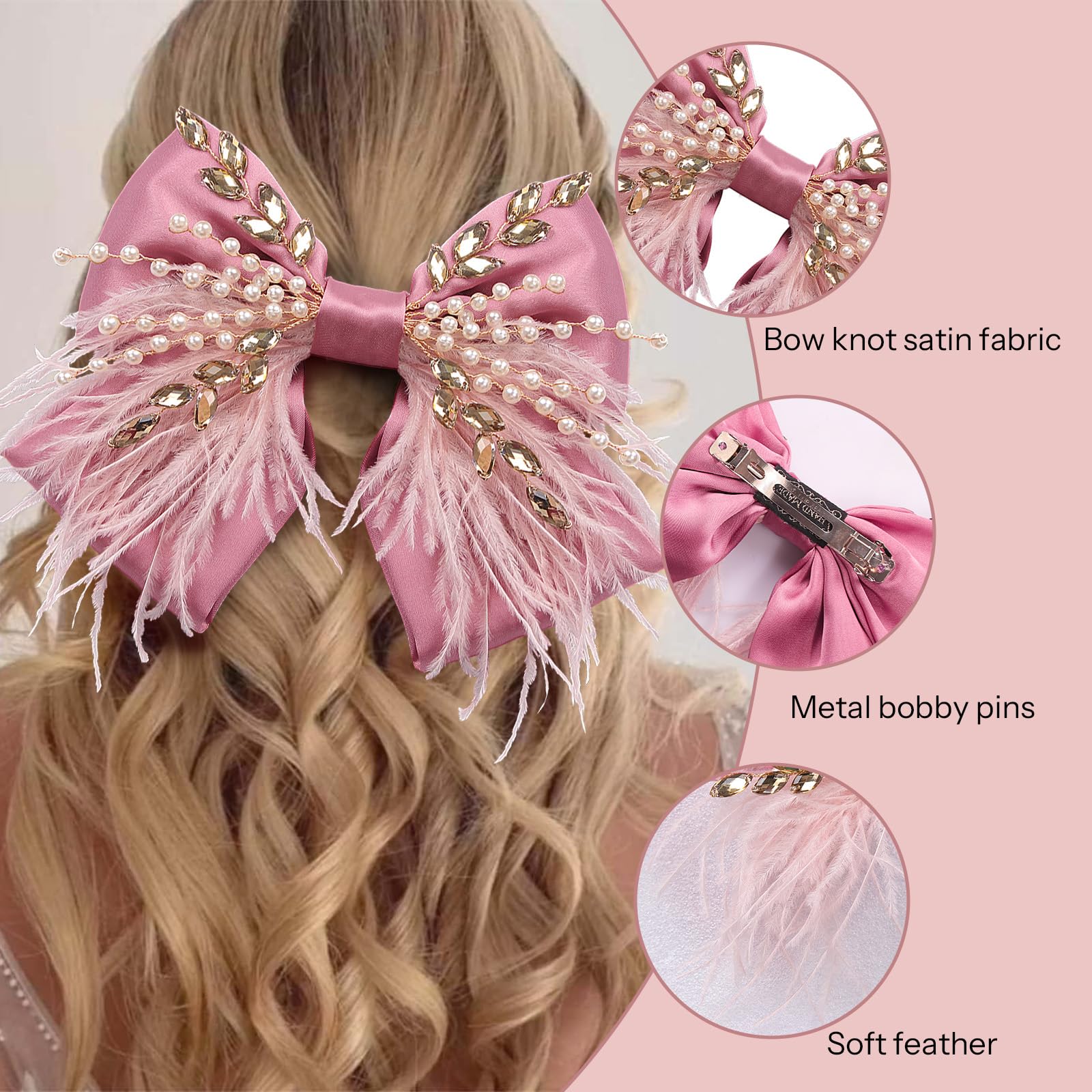 Amazon.com : CROWN GUIDE Large Hair Bows Clips for Women  display picture 2