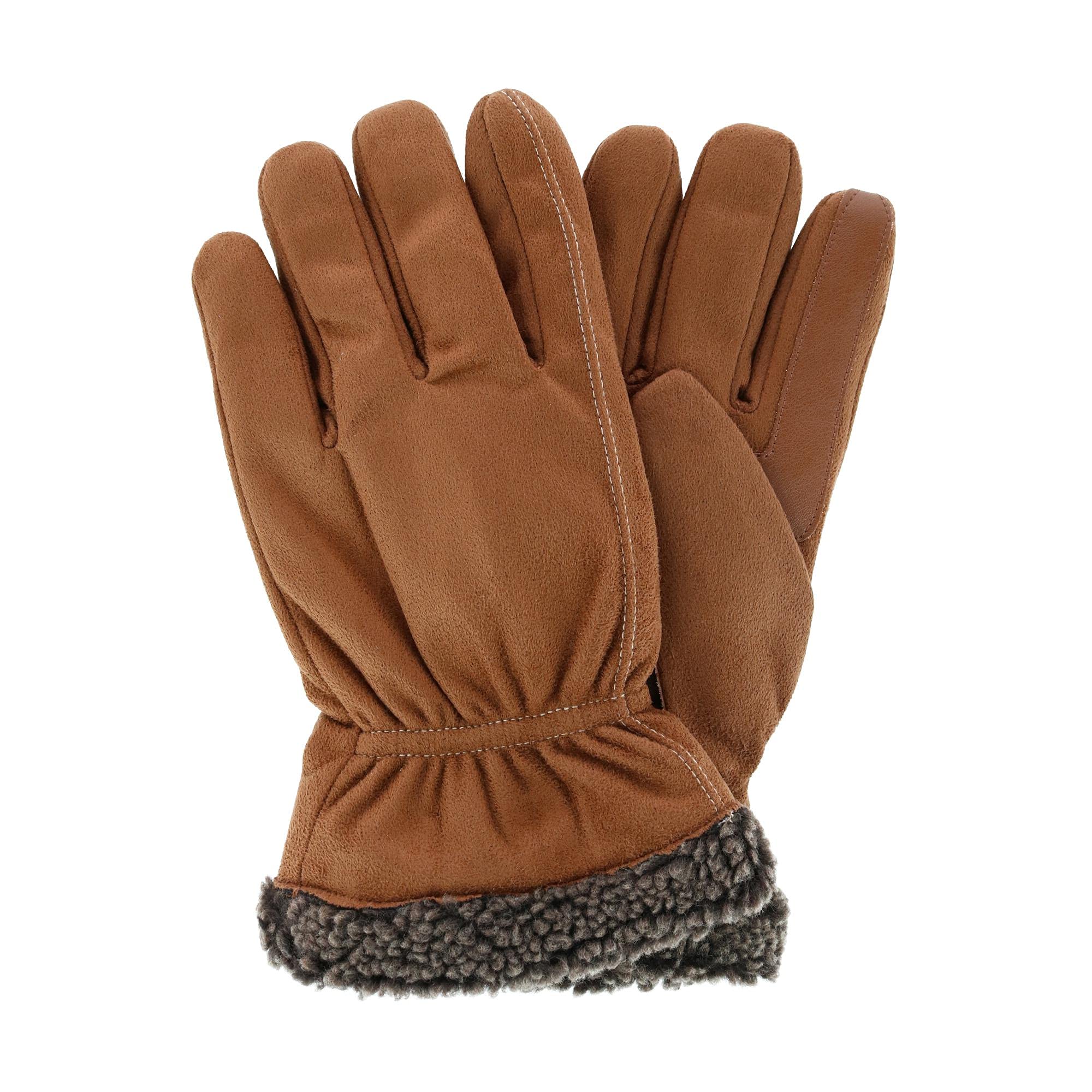 isotoner Men’s Recycled Microsuede and Berber Glove - A70188 (Cognac, Medium)