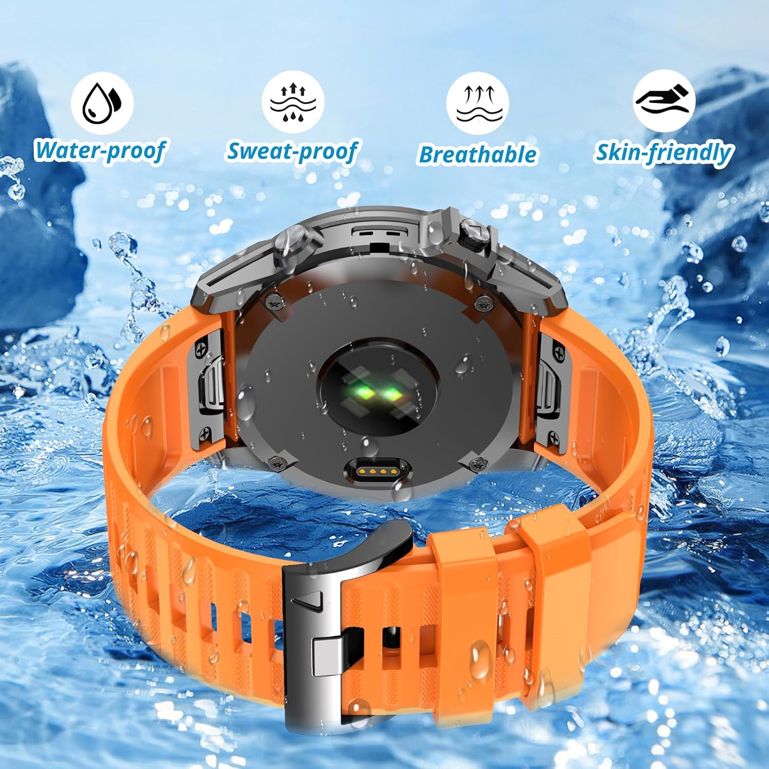 22mm Quickfit Watch Bands for tactix 8/Fenix 8 pro 47mm/7 Pro/6 Pro/5 Plus/quatix 8 47mm/7 Pro/7/6,Silicone Sport Strap Compatible with Garmin Fenix E/Descent G2/G1 Solar/Forerunner 945/955/965/970 - Image 4