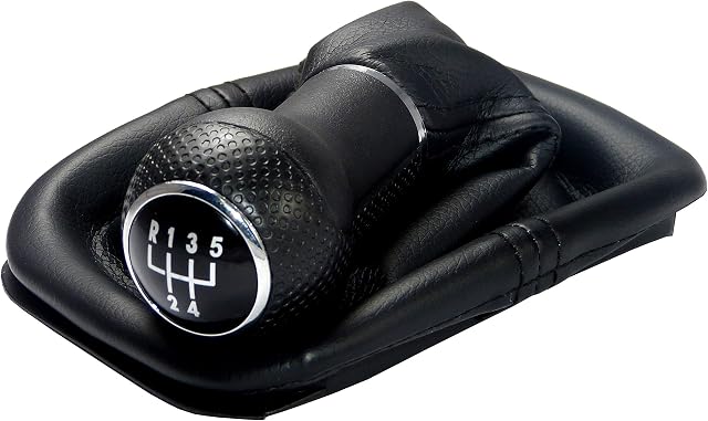 L & P Car Design L&P A252 mieszek zmiany biegów, kolor czarny, gałka dźwigni zmiany biegów, 5 biegów, 23 mm, kompatybilny z VW Golf 4 IV, rama, Knauf Plug Play część zamienna do 1J071113