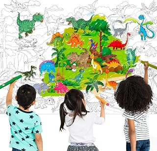 Dinosaur Jumbo Giant Coloring Poster for Kids 45 x 31.5 Inch Table Wall Coloring Pages Sauropoda Animals Huge Coloring Paper Large Coloring Sheets for Art Activities Kid Birthday Home