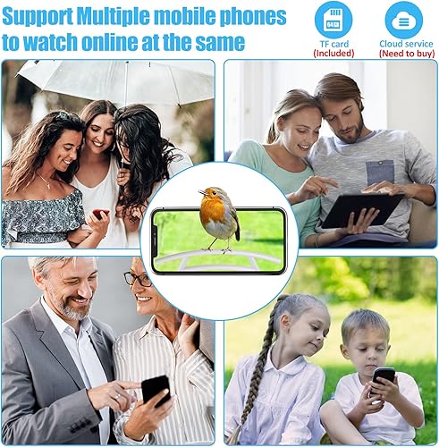 Miniatura 6 de Comedero para pájaros con cámara, AI identifica más de 11000 especies de aves, doble generación de energía solar con detección de movimiento PIR,