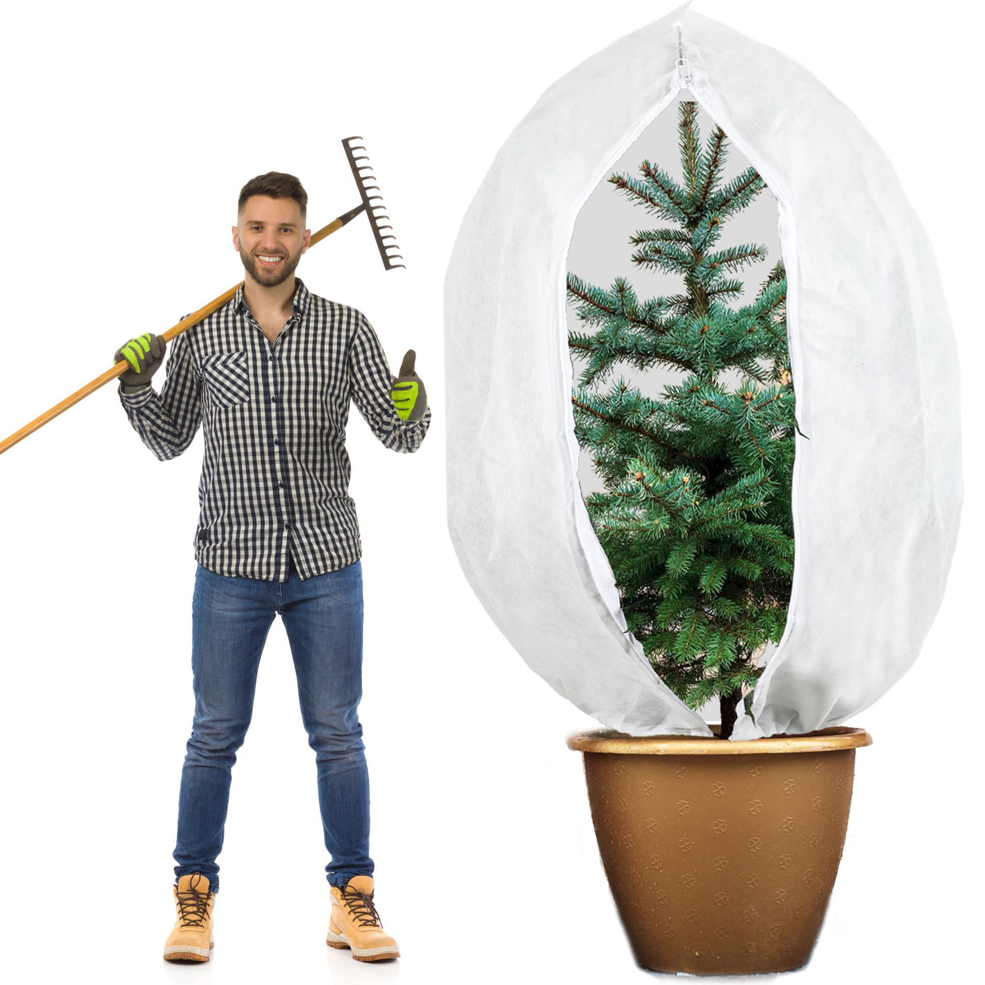 Large Winter Plant Covers Freeze Protection 2.5oz/yd² White Large Frost Blanket Covers 79 x 94 Inch Reusable Shrub Covers with Zipper Drawstring for Winter Cold Weather Outdoor Plant Protection