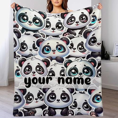 Miniatura 5 de Manta de panda personalizada  Mantas de franela suave para niñas y niños  Mantas cálidas de panda para todas las estaciones, regazo, silla, sofá, 50