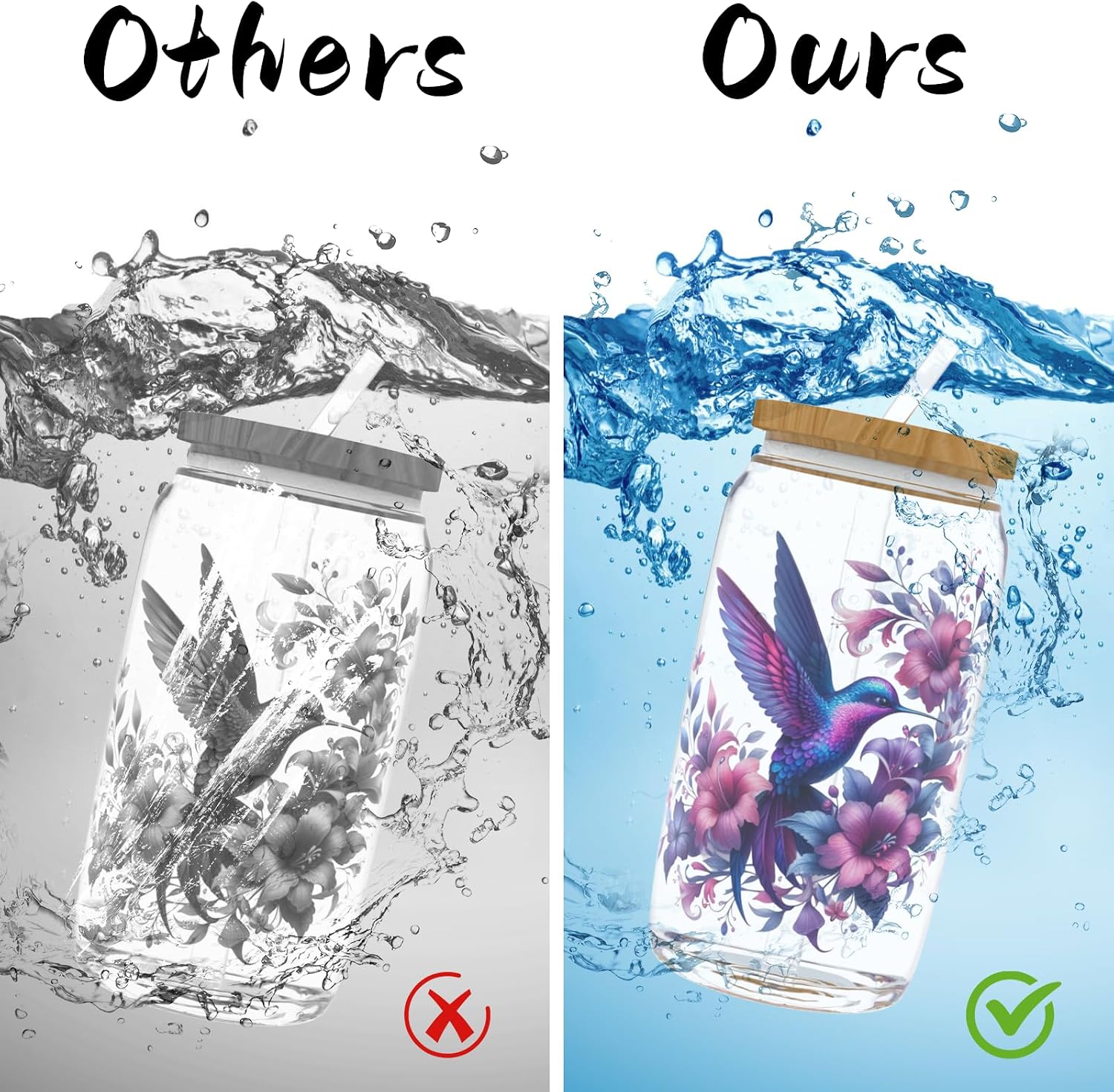 UV DTF Cup Wrap 24pcs Hummingbird UV DTF Stickers for 16OZ Glass