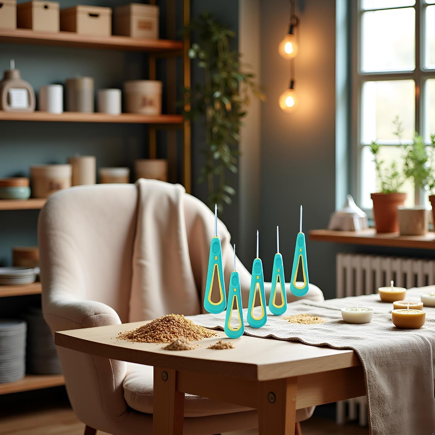 3 Pcs Green Round Hole Cone Hand Drills Punch Needle Candles Wick Tools for DIY Silicone Mould Making Punch Candle Making