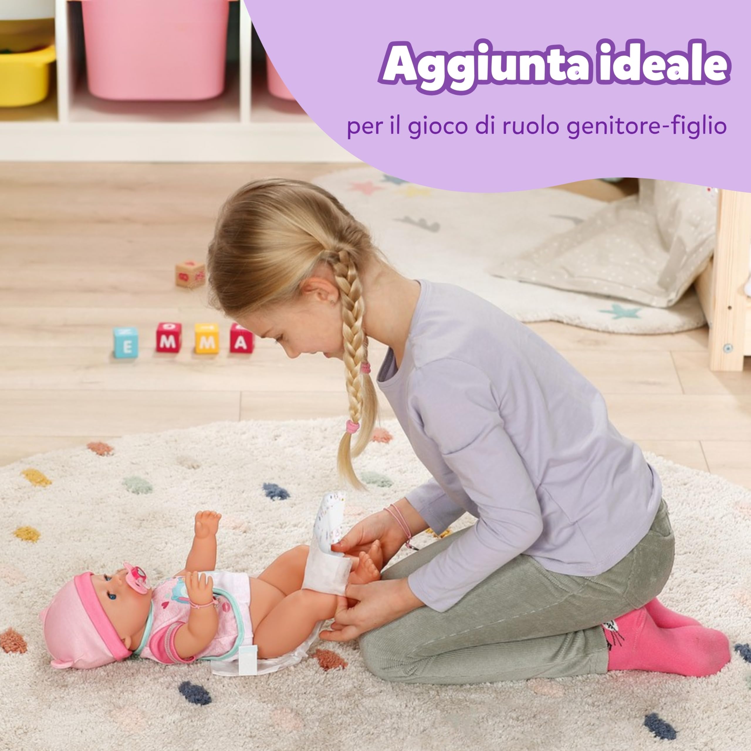 BABY born 5 pannolini per bambole - Con simpatica stampa e strisce adesive - Accessori per bambole di alta qualità - Accessori adatti a bambole da 43 cm