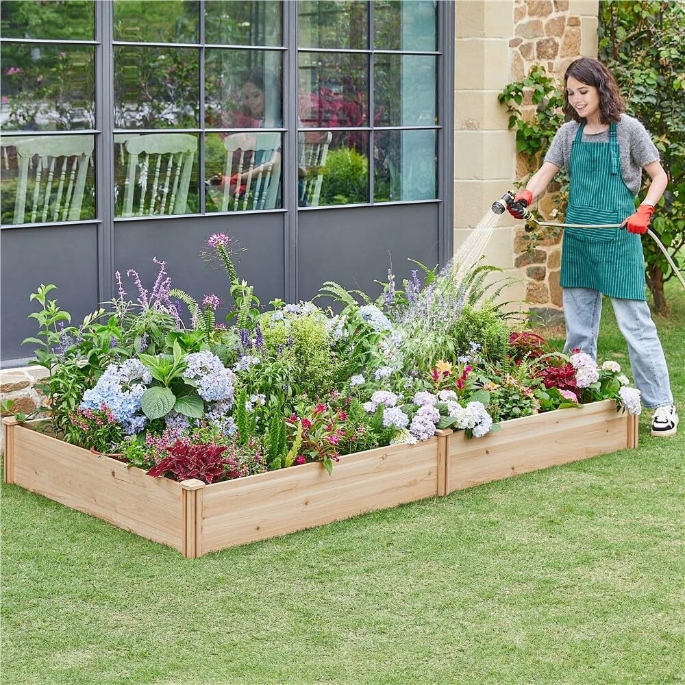 Fioriera rialzata divisibile in Legno per orto, Verdure, Fiori ed Erbe aromatiche - Marrone Scuro, 8x4 Piedi - Ideale per Giardinaggio in Giardino e piantagioni all'aperto