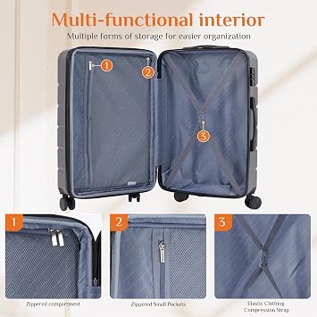 Sweetcrispy 28 Inch Checked Luggage, Suitcase with Spinner Wheels