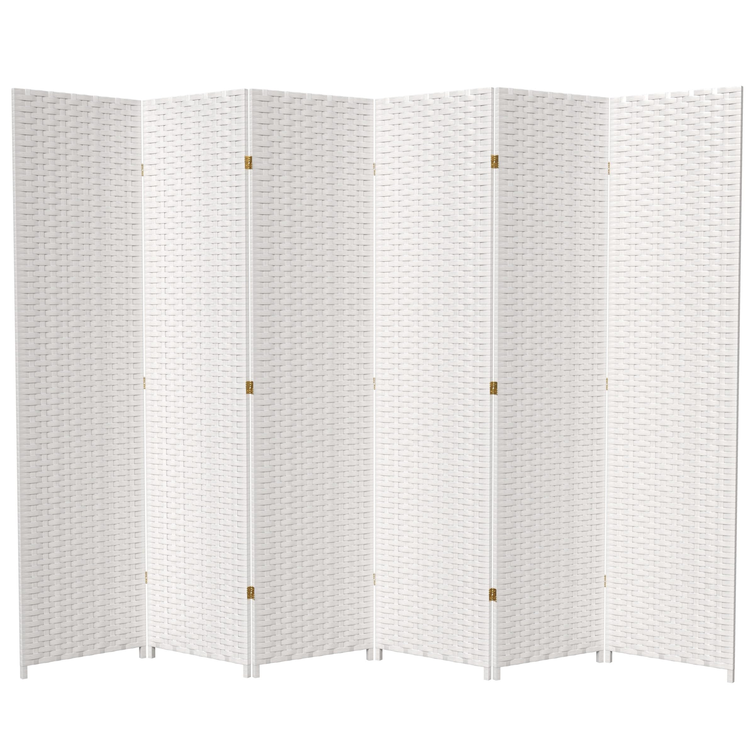 Red Lantern 7 ft. Tall Woven Fiber Room Divider - White - 6 Panel