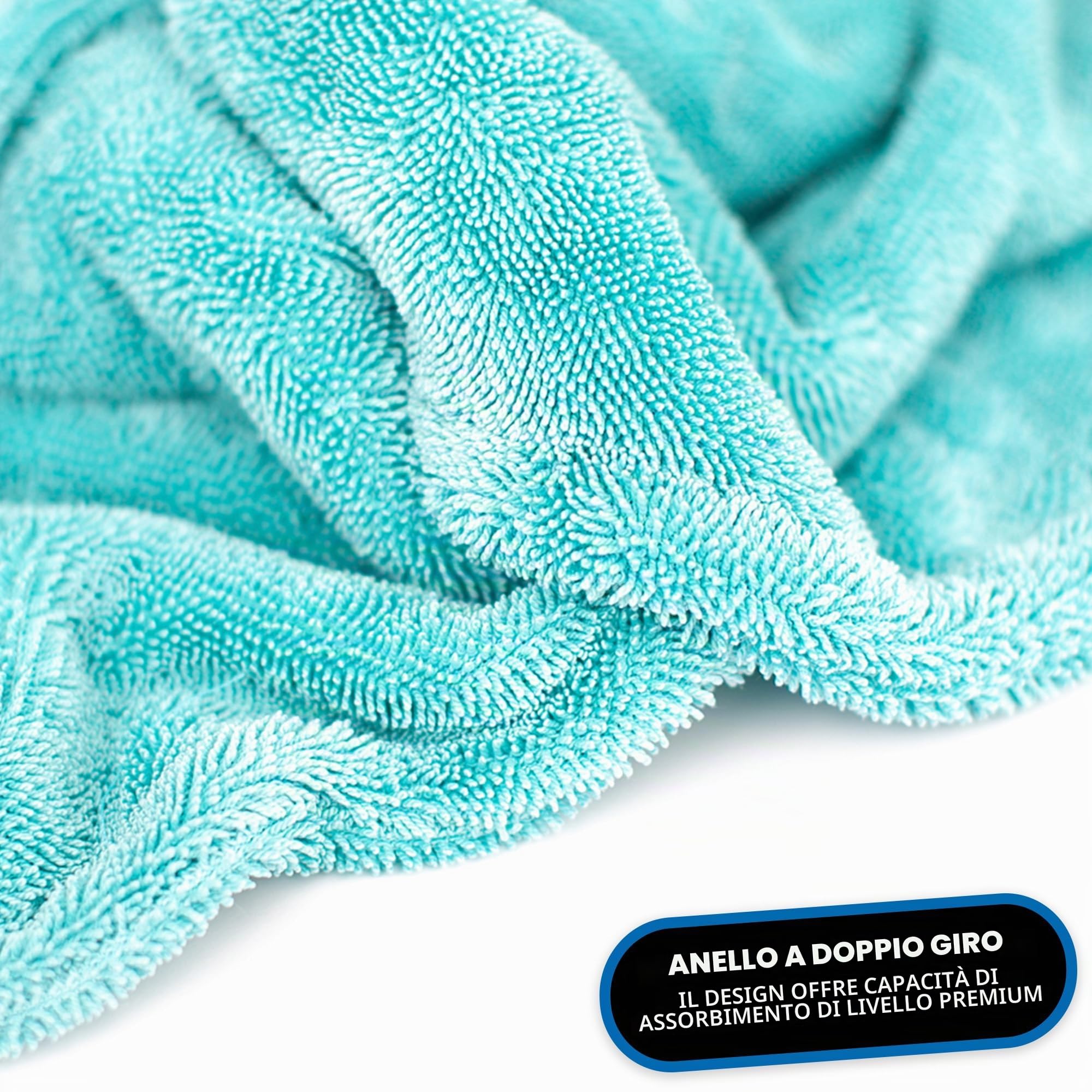 The Rag Company - The Liquid8r - Asciugamani super assorbenti in microfibra 70/30 misti, sicuri per dettagli e graffi, trama ad anello attorcigliato, 1100 g/m², 63,5 x 91,4 cm, blu acqua