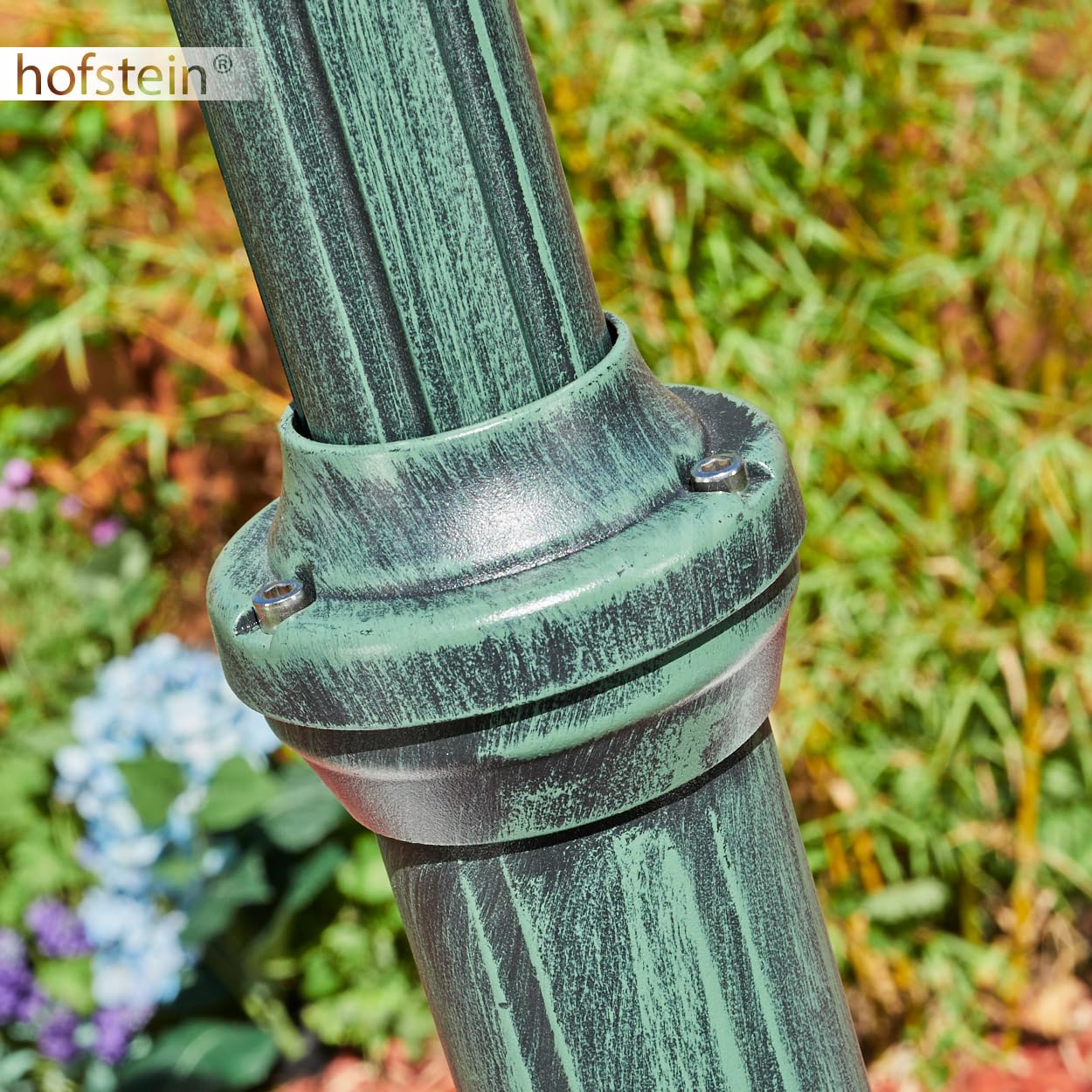 HOFSTEIN Kandelaber Hongkong Außenwegeleuchte Metall Glas Schwarz-Grün Klar IP44 3xE27 245 cm