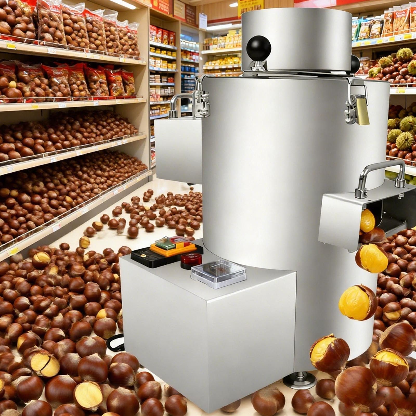 GTHTUHFD Electric Chestnut Sheller Machine, Commercial Stainless Steel Peeler, High-Capacity Batch Processing,A220v