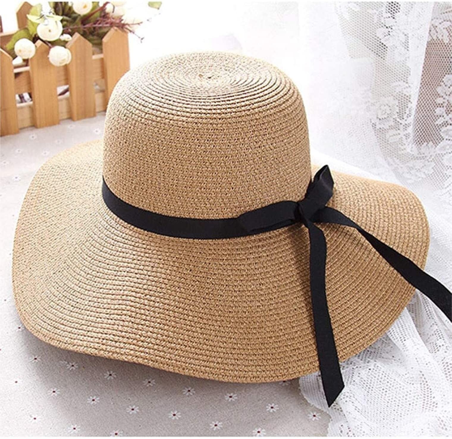Casquette Visiere Femme, Summer Chapeaux De Soleil en Paille Pliable Beach Brim Ladies Floppy Sun Hat Summer Women for Surf Pliable, Chapeau de Plage