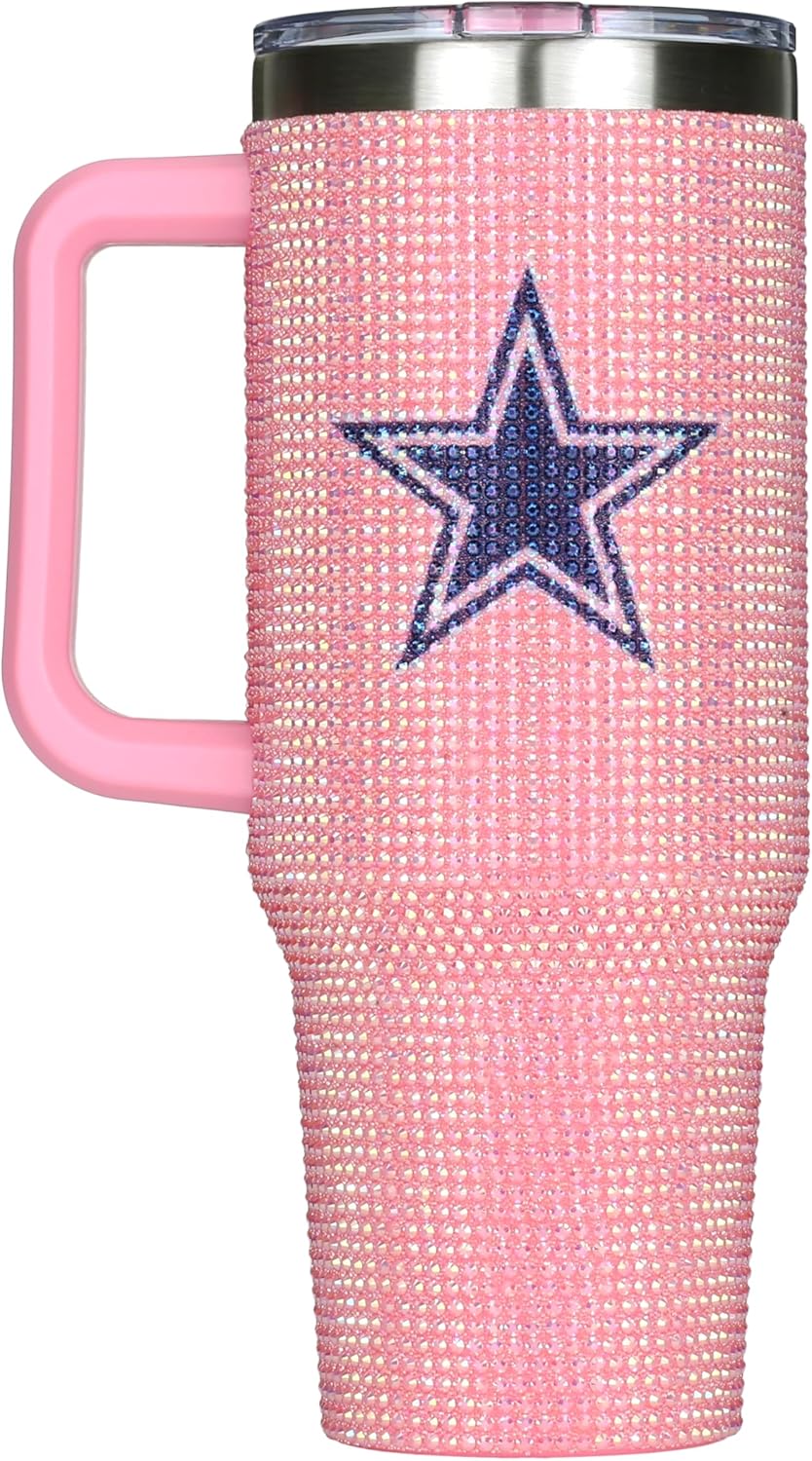 The Memory Company Officially Licensed 40oz Pink Bling Game Day Tumbler, Dallas Cowboys