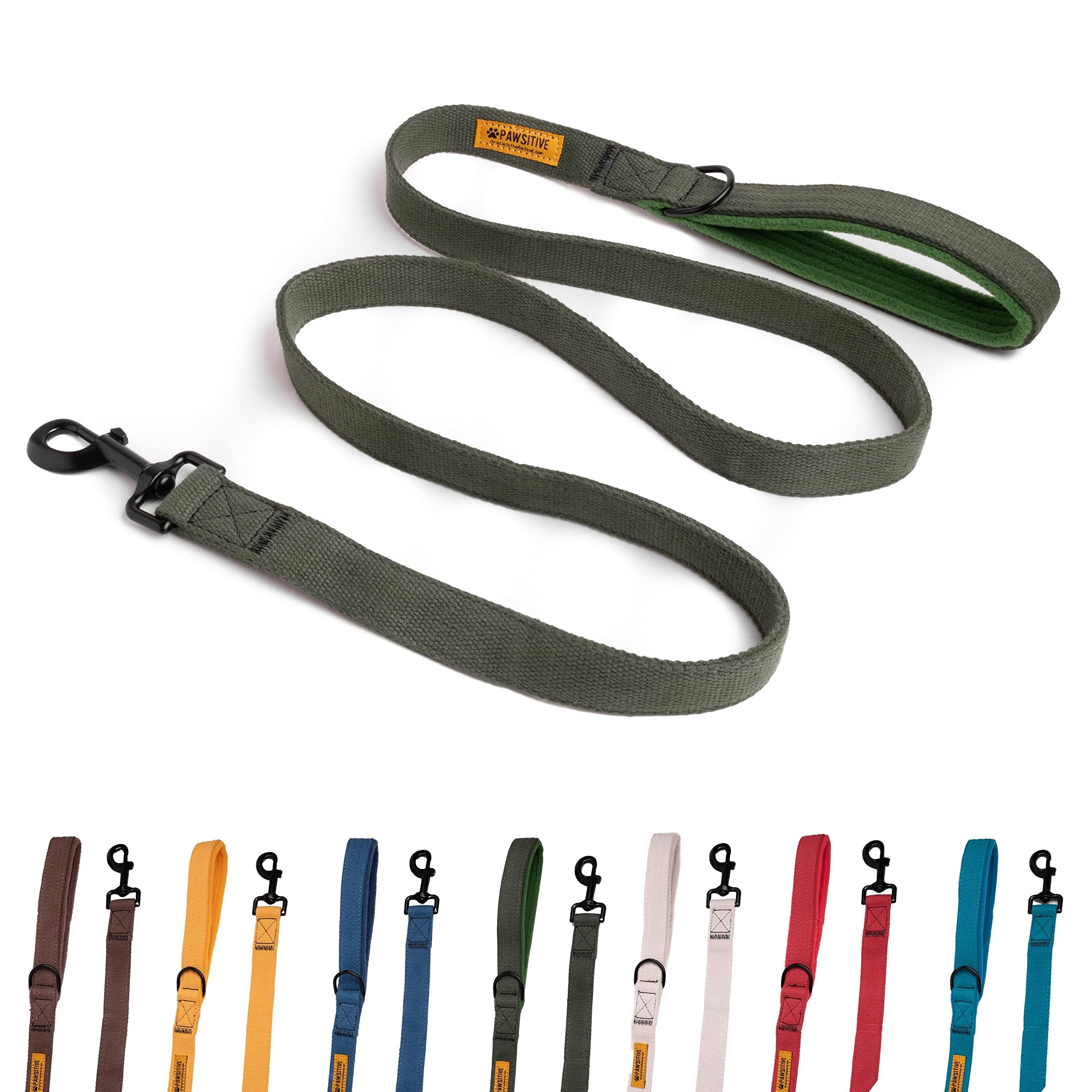 Pawsitive Hemp Leash - 5ft Long, with a Padded Handle for Extra Comfort. Made from Durable, Machine Washable Hemp; Forest ...
