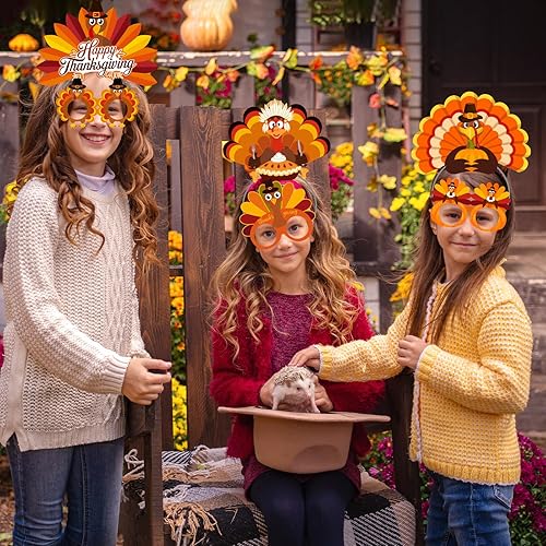 Miniatura 5 de Juego de gafas y diadema de Acción de Gracias, regalos de fiesta de Acción de Gracias, incluye diadema de pavo y gafas de Acción de Gracias,