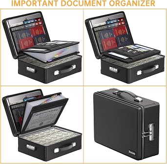 DocSafe 6400°F Fireproof Document Box Hard Case with Lock 42x32x13cm